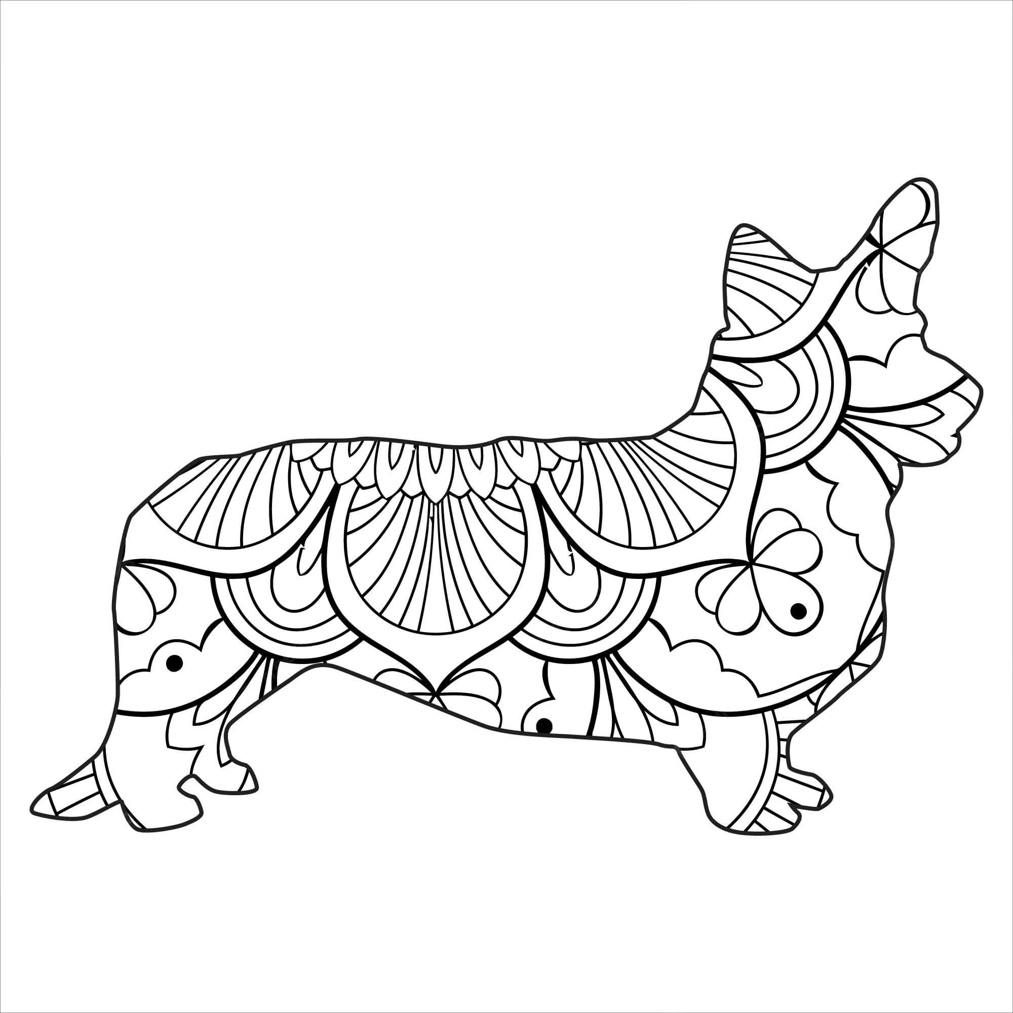 Coloriage Mandala: Corgi Mandala