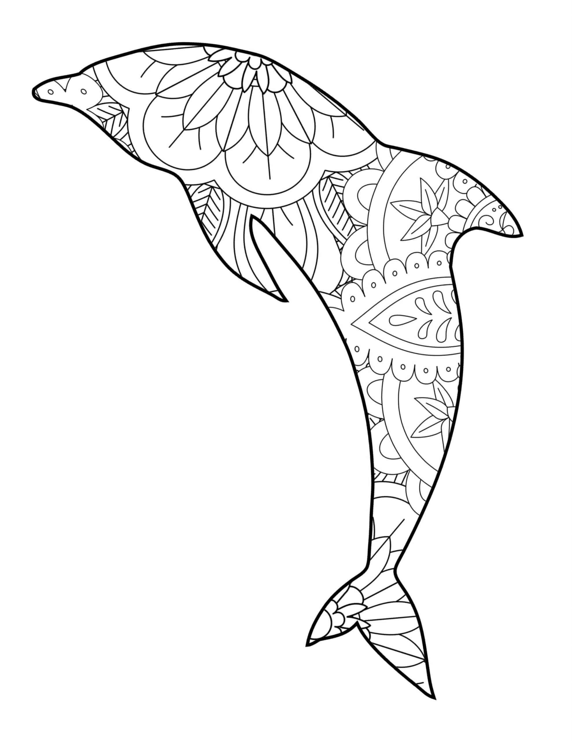 Coloriage Mandala: Dauphin Feuille 3 Mandalas