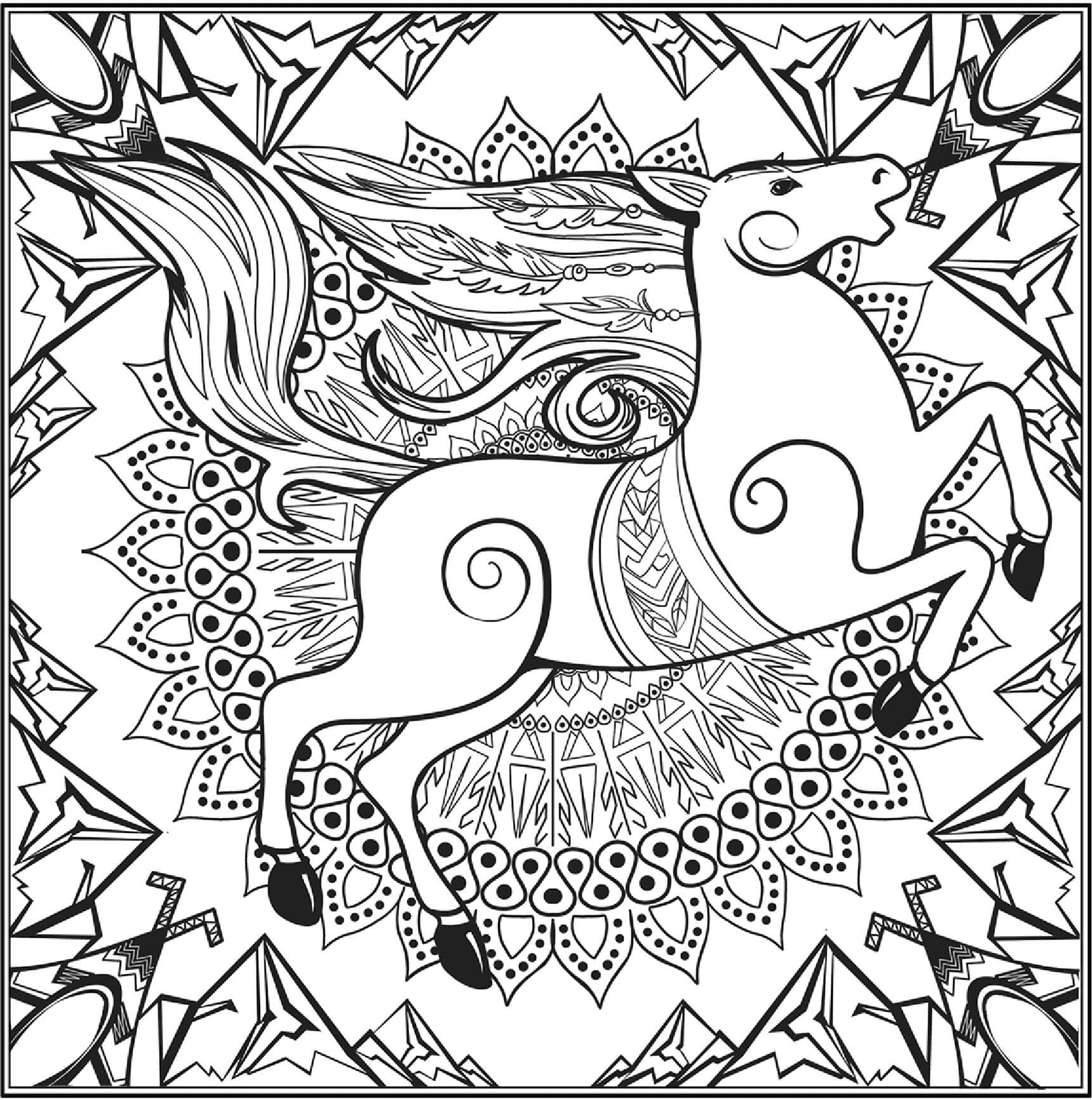 Coloriage Mandala: Gros cheval Mandalas