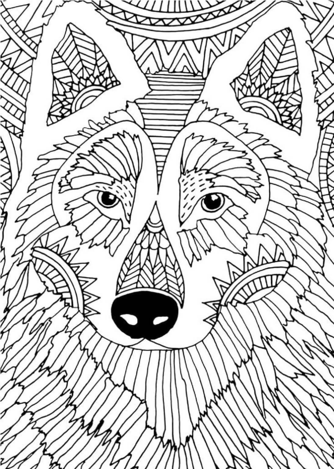 Coloriage Mandala: Loup Feuille 10 Mandalas