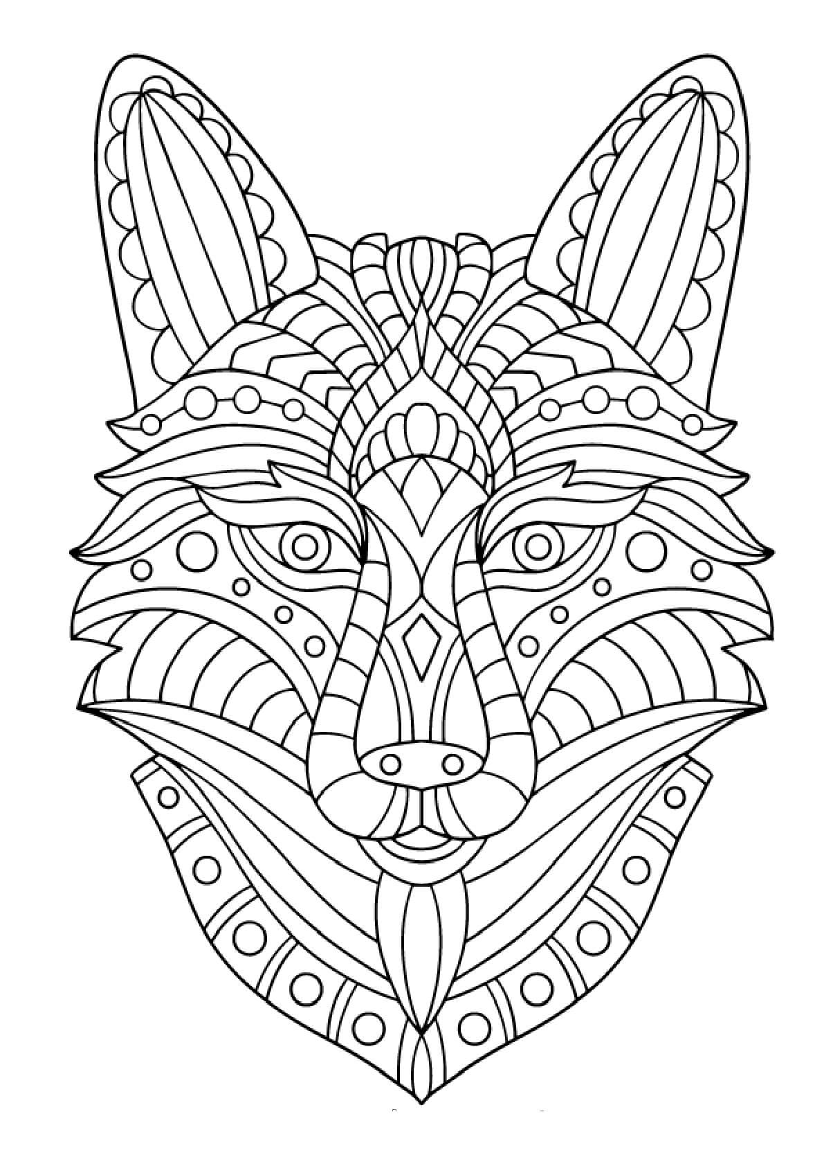Coloriage Mandala: Loup Feuille 2 Mandalas