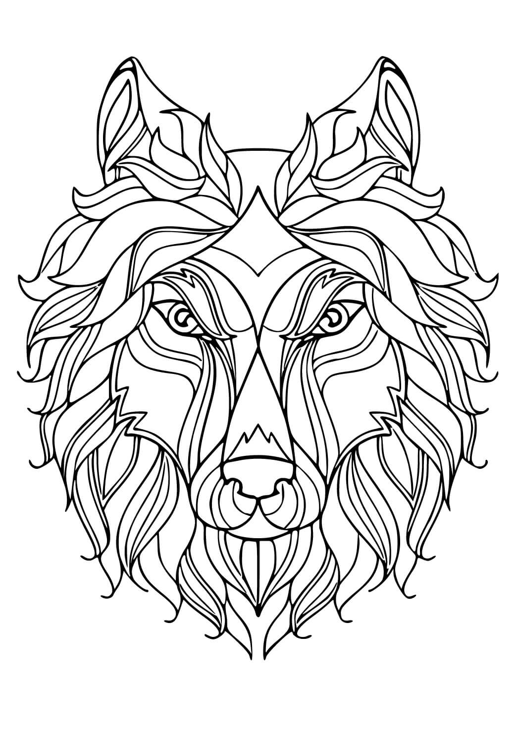 Coloriage Mandala: Loup Feuille 5 Mandalas