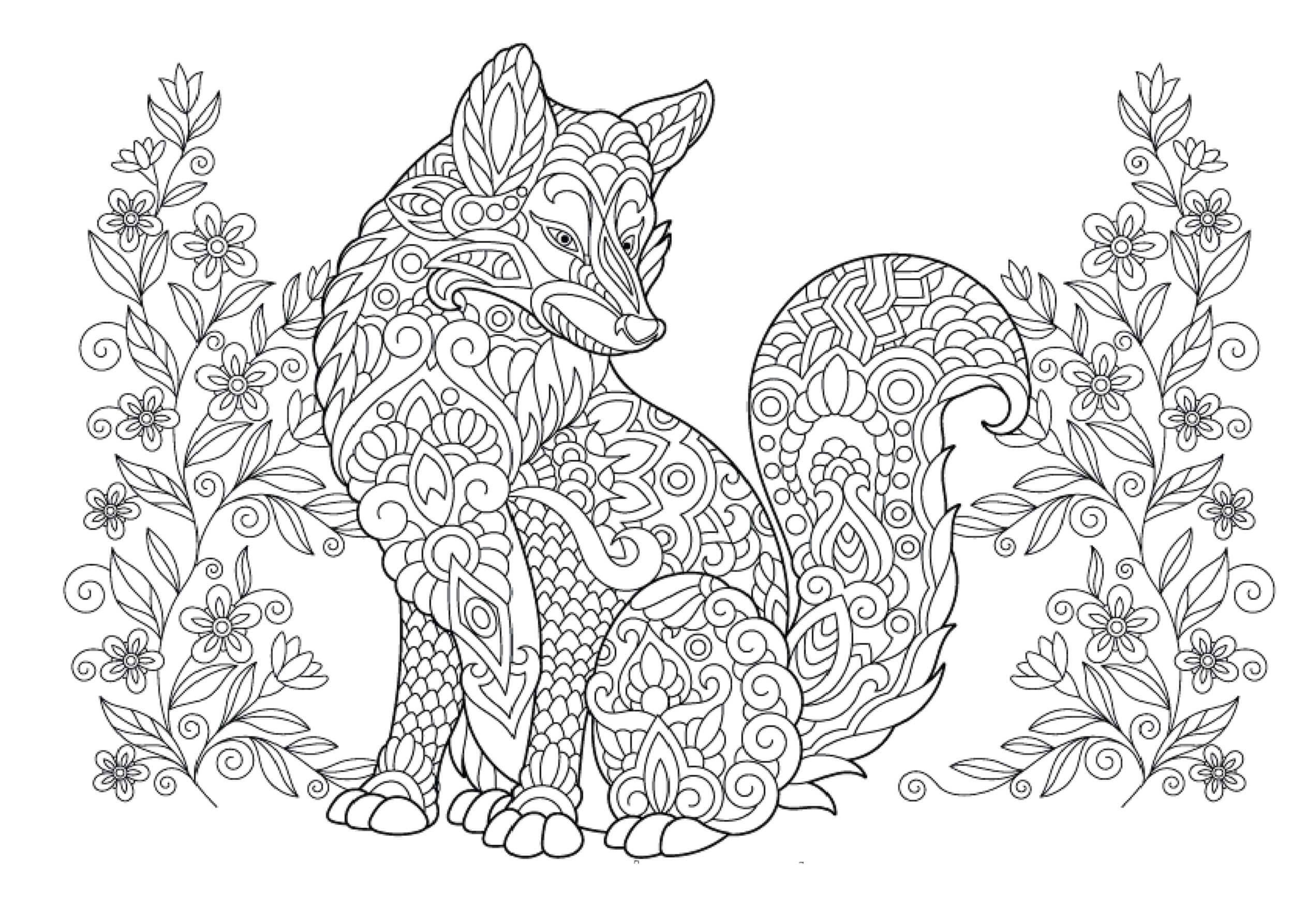 Coloriage Mandala: Renard Feuille 3 Mandalas