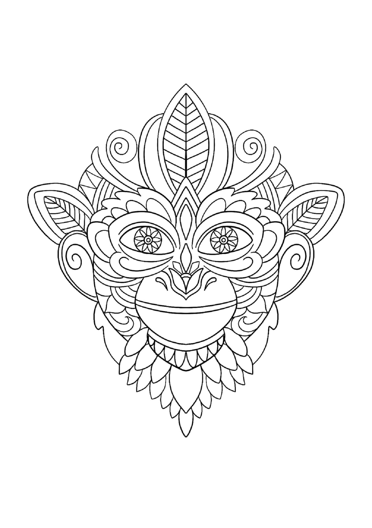 Coloriage Mandala: Singe de pleine conscience Mandalas