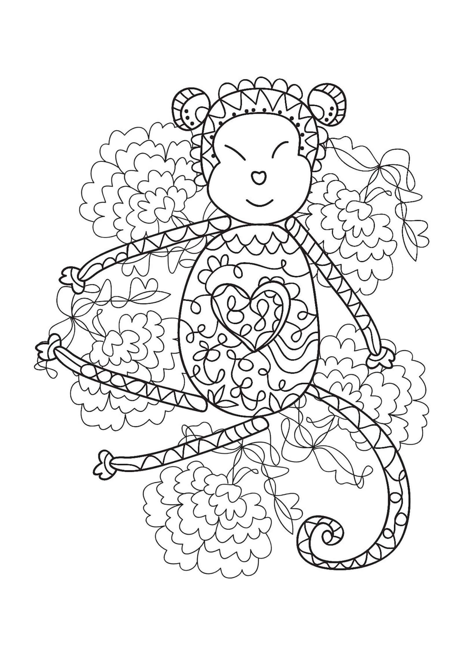 Coloriage Mandala: Singe Feuille 3 Mandalas