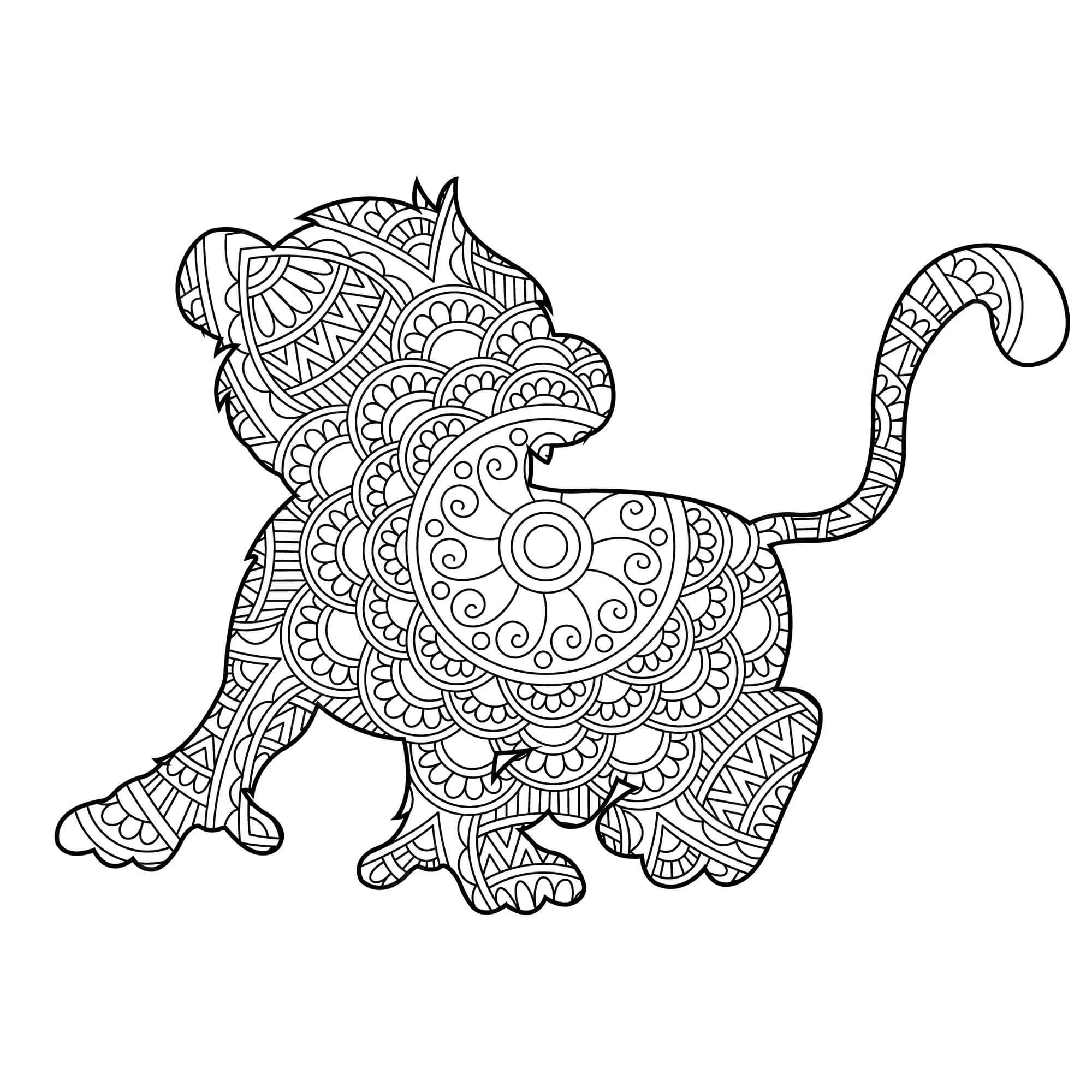 Coloriage Mandala: Singe Mandalas