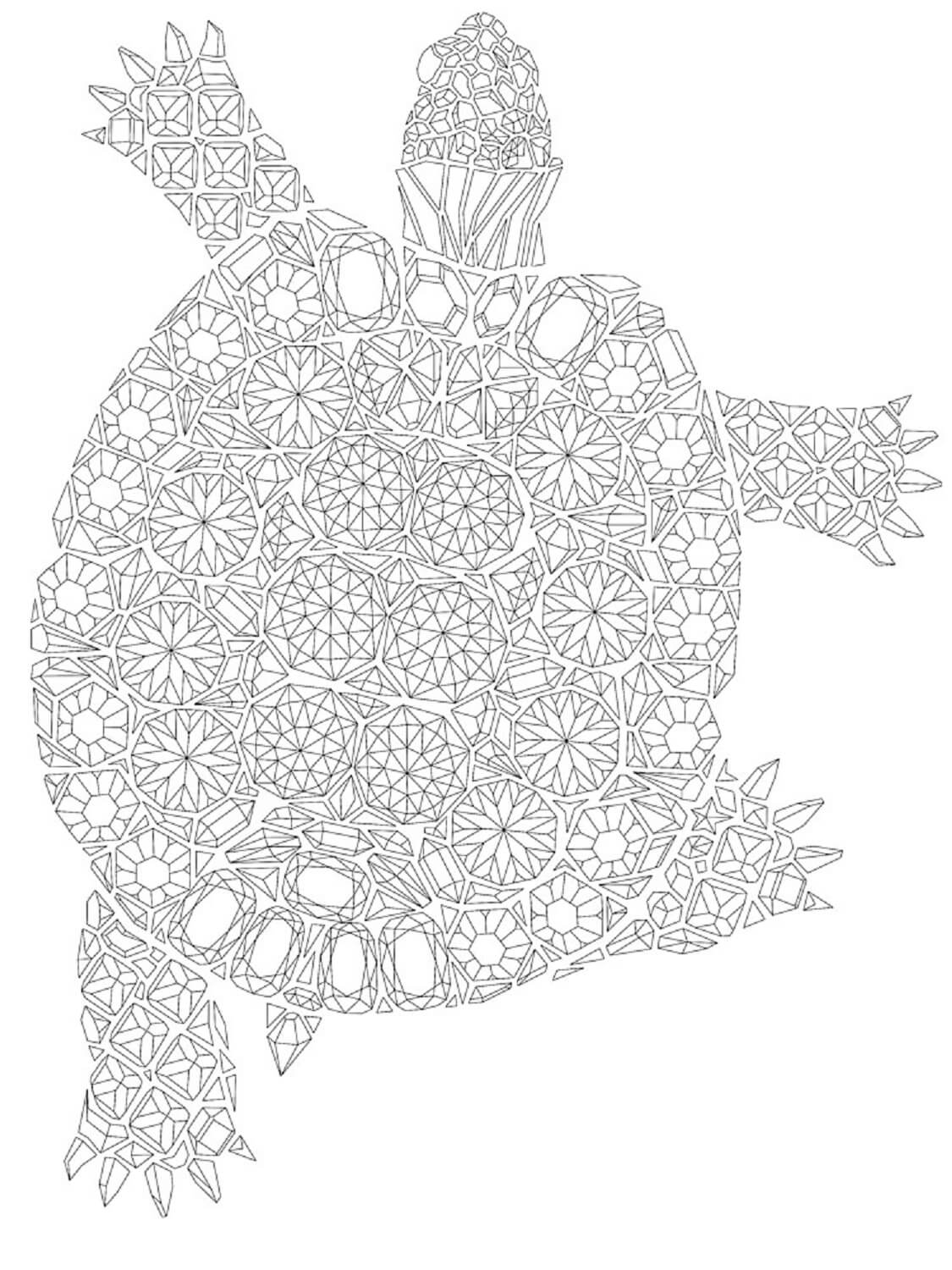 Coloriage Mandala: Tortue de pierre précieuse Mandalas