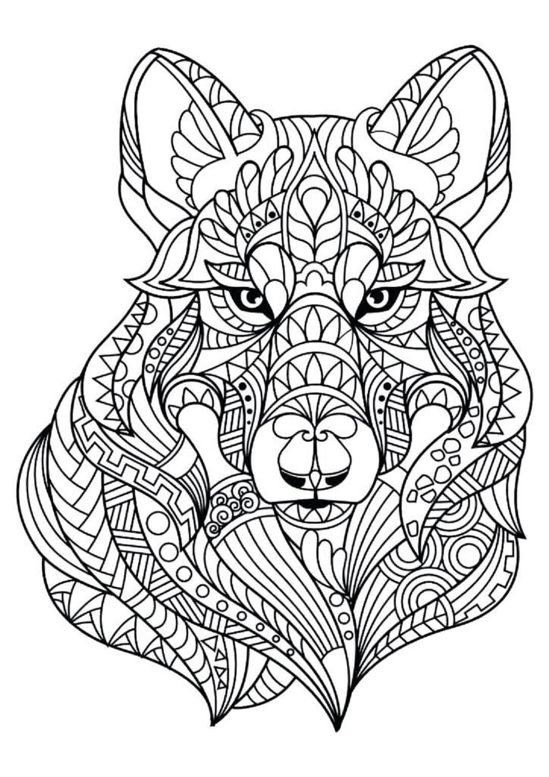 Coloriage Mandala: Visage de chien cool Mandala