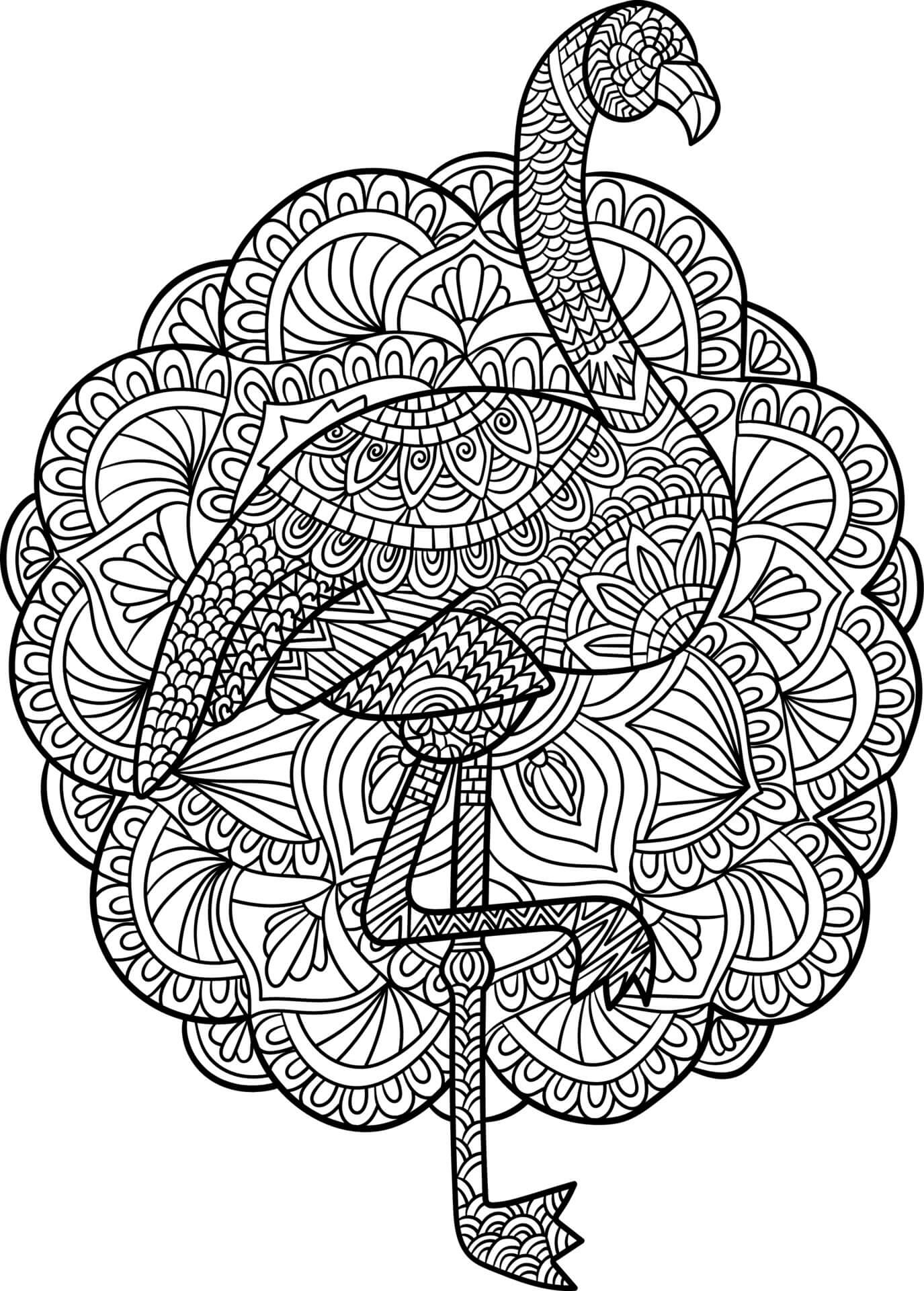 Mandala Flamingo Coloring Page -Sheet 1 Mandalas