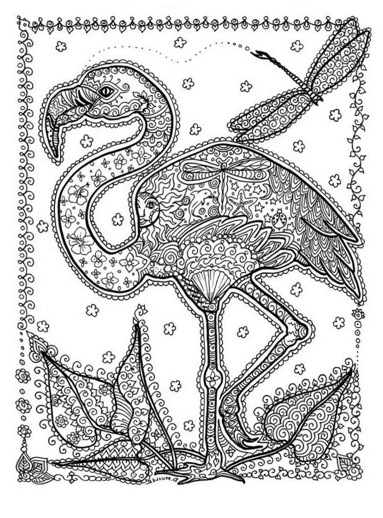 Mandala Flamingo Coloring Page -Sheet 3 Mandalas