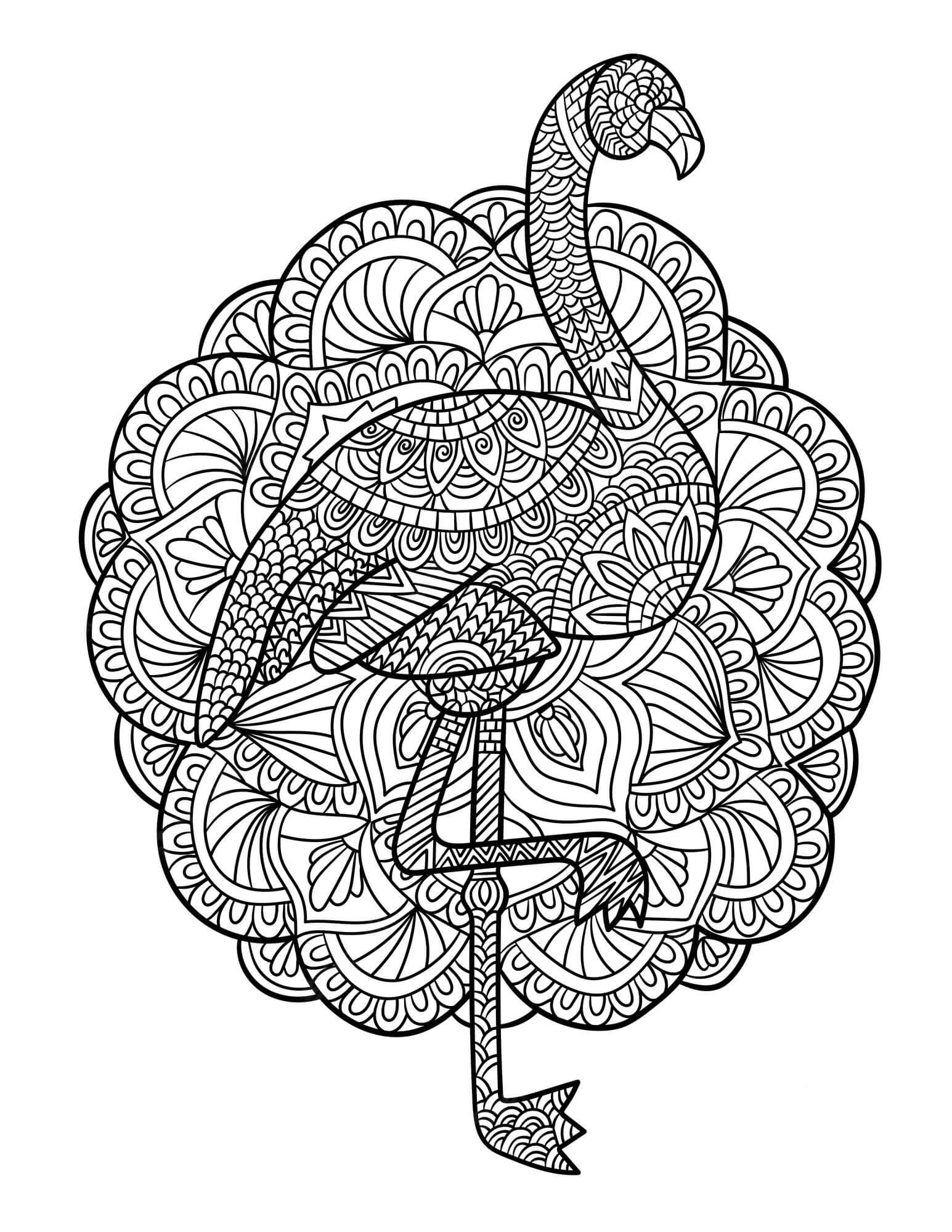 Mandala Flamingo Standing Coloring Page Mandalas