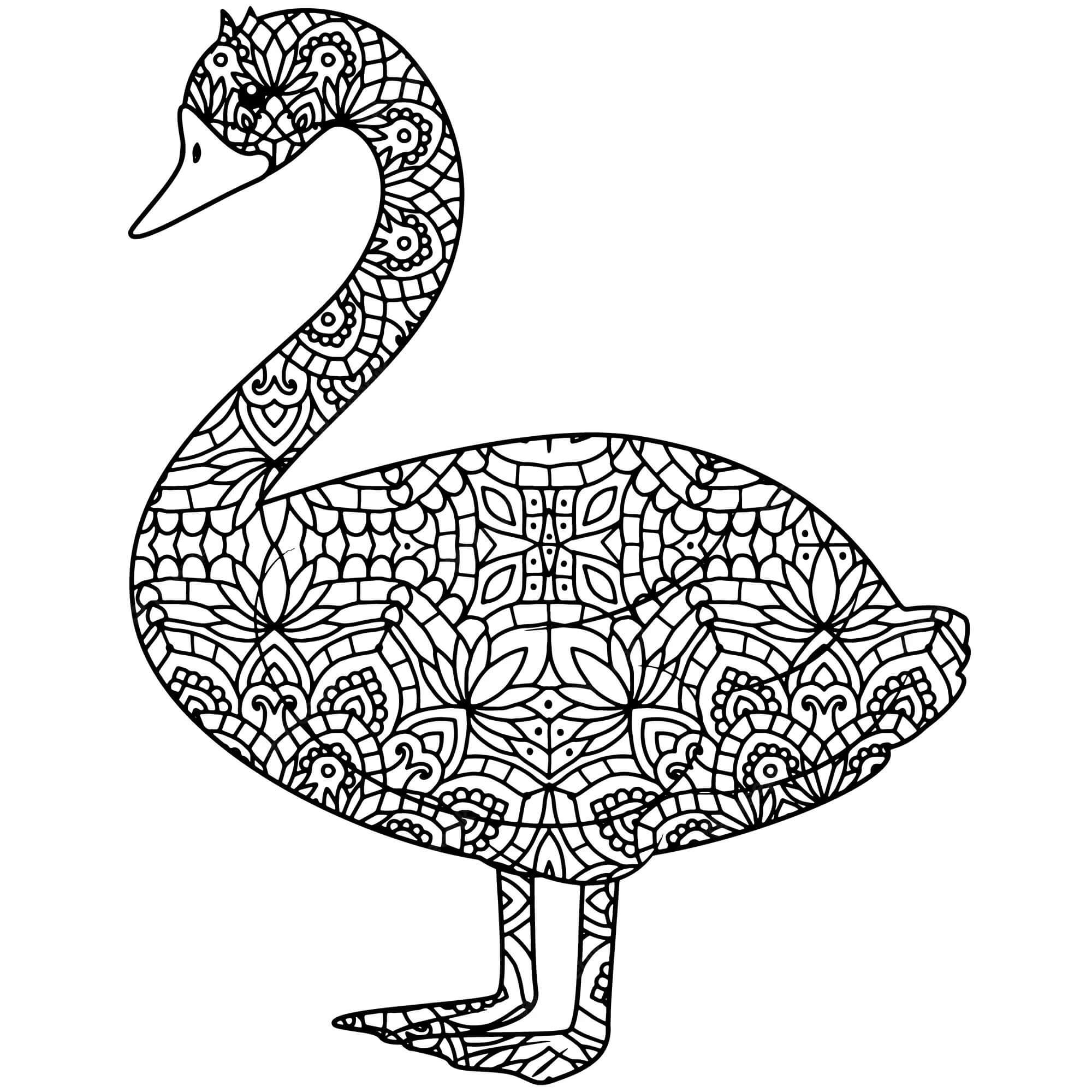 Mandala Swan Standing Coloring Page Mandalas