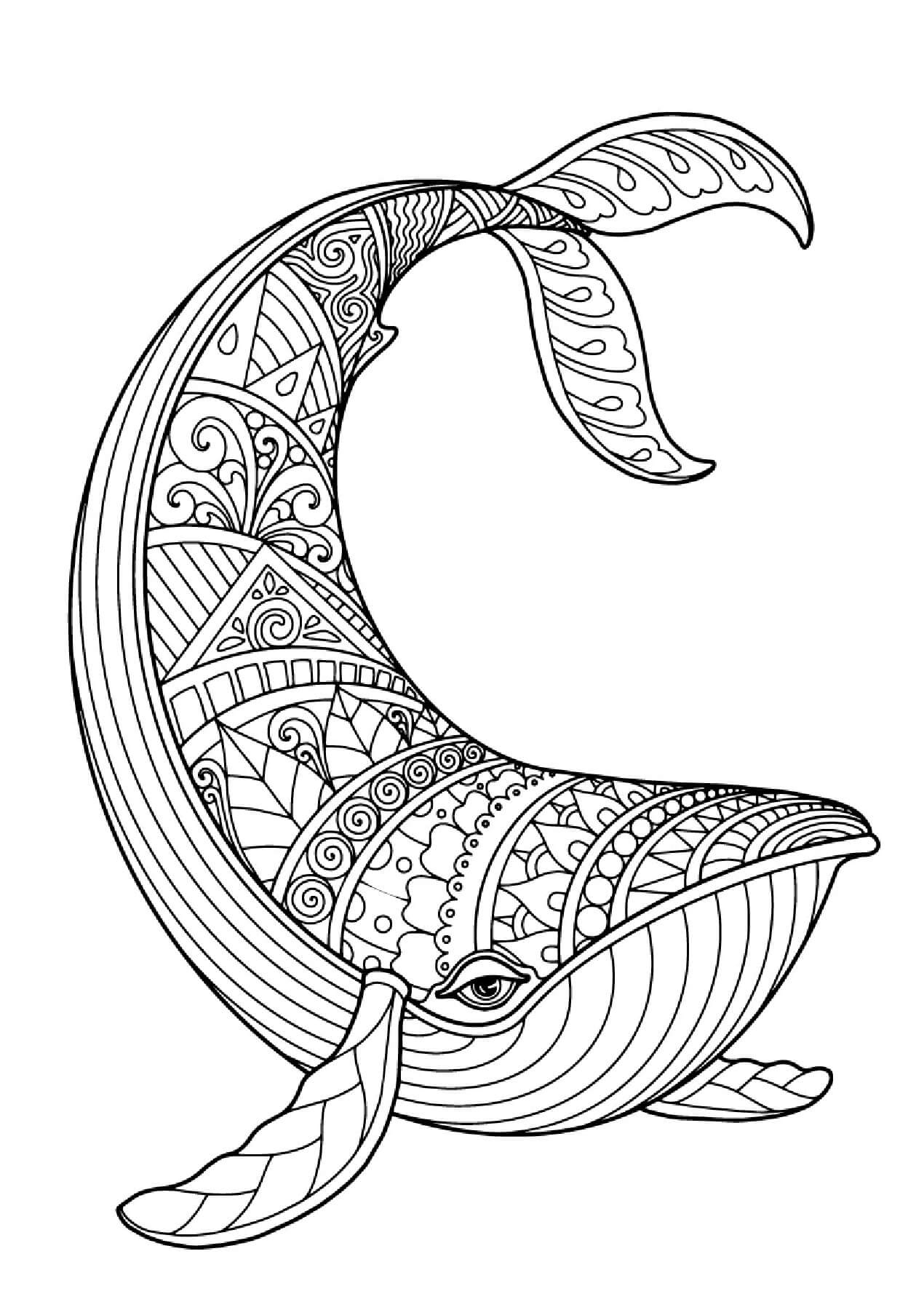 Mandala Whale Coloring Page - Sheet 10 Mandalas