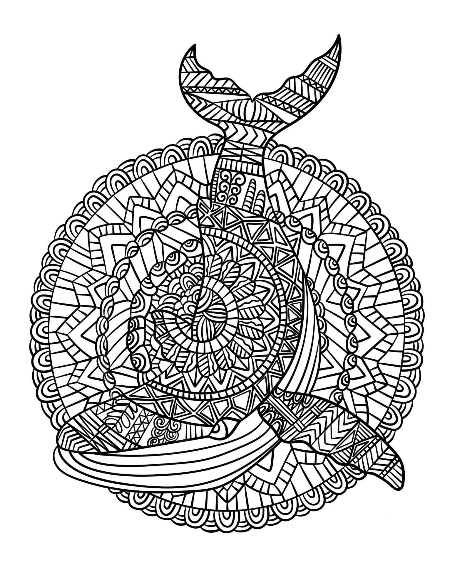 Mandala Whale Coloring Page - Sheet 2 Mandalas