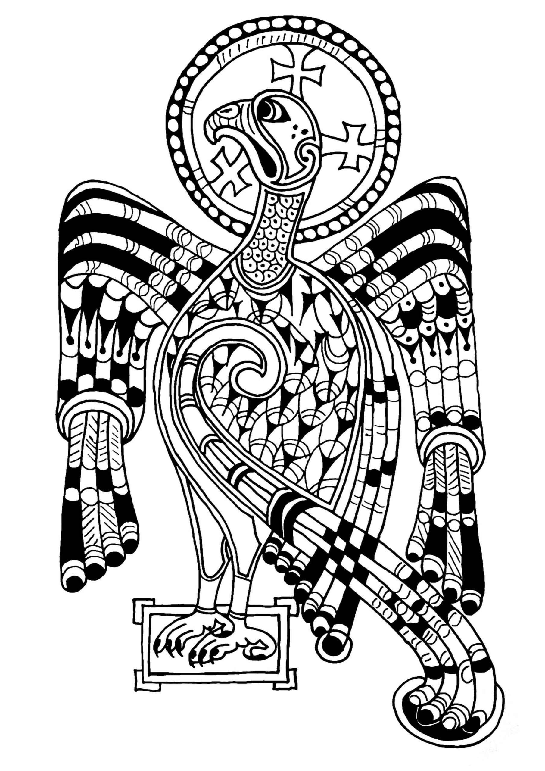 Coloriage Mandala: Aigle Feuille 8 Mandalas