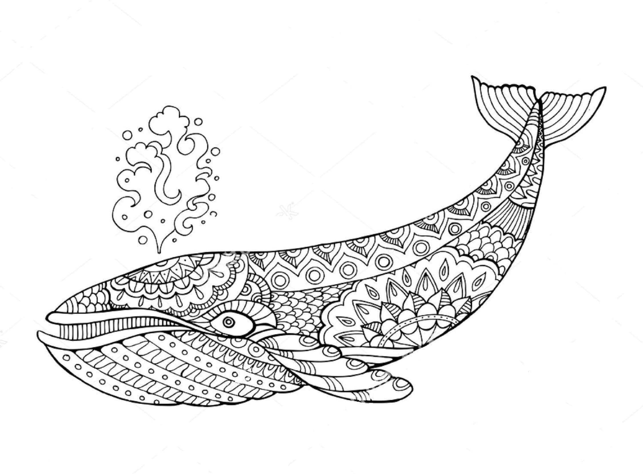 Coloriage Mandala: Baleine Basique Mandalas