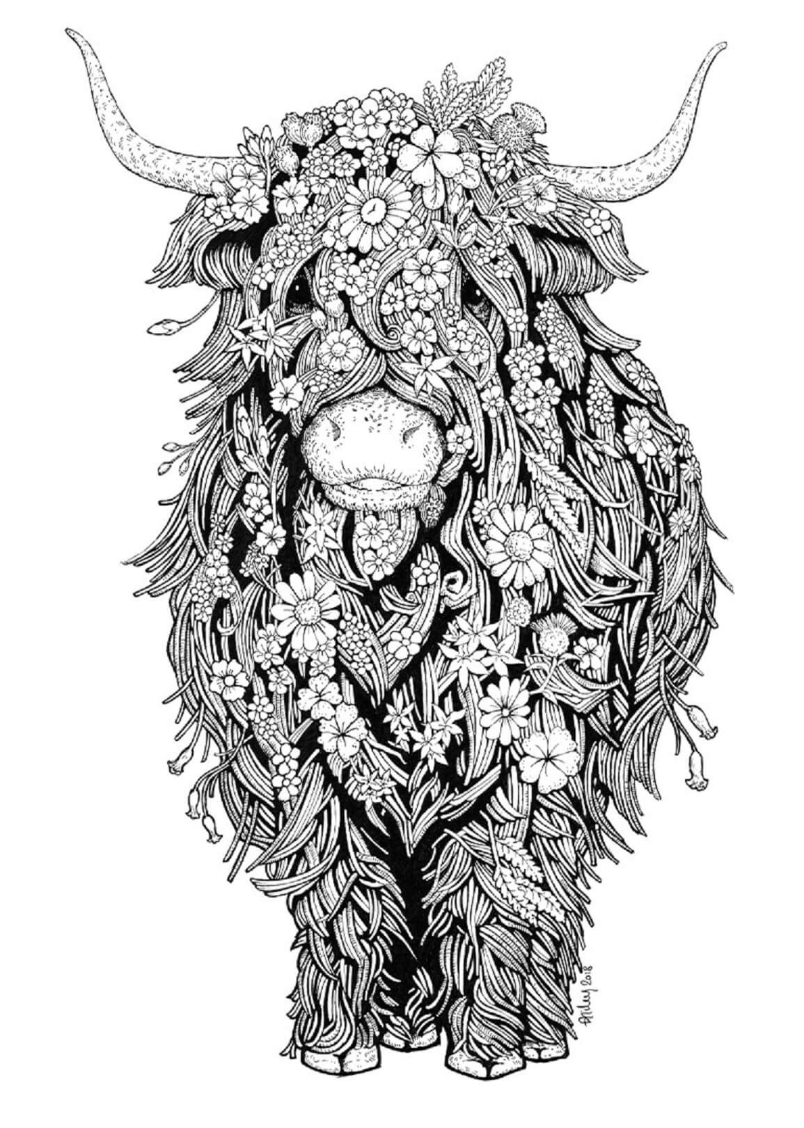Coloriage Mandala: Bison femelle Mandalas