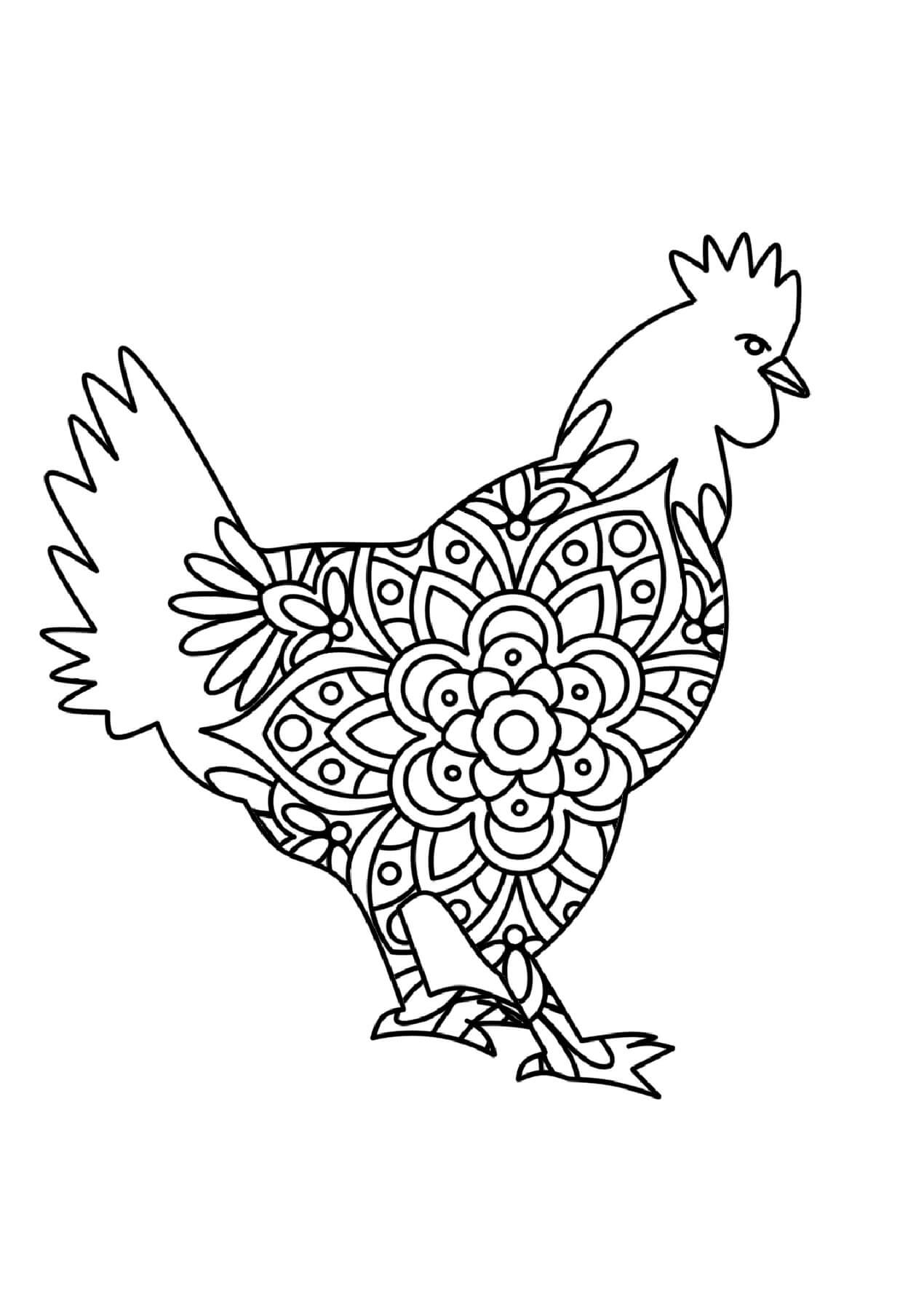 Coloriage Mandala: Coq Mandalas