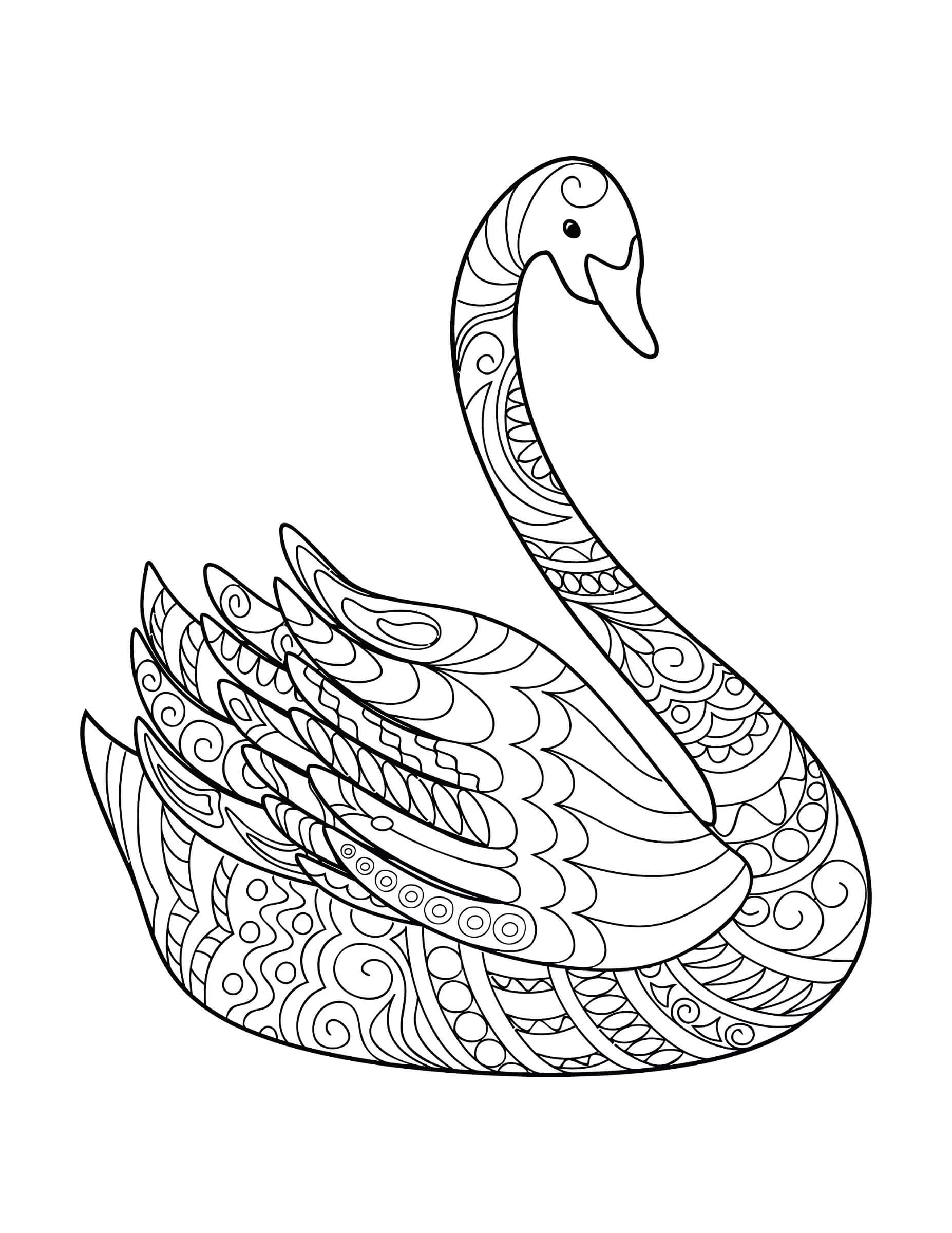Coloriage Mandala: Cygne Feuille 1 Mandalas