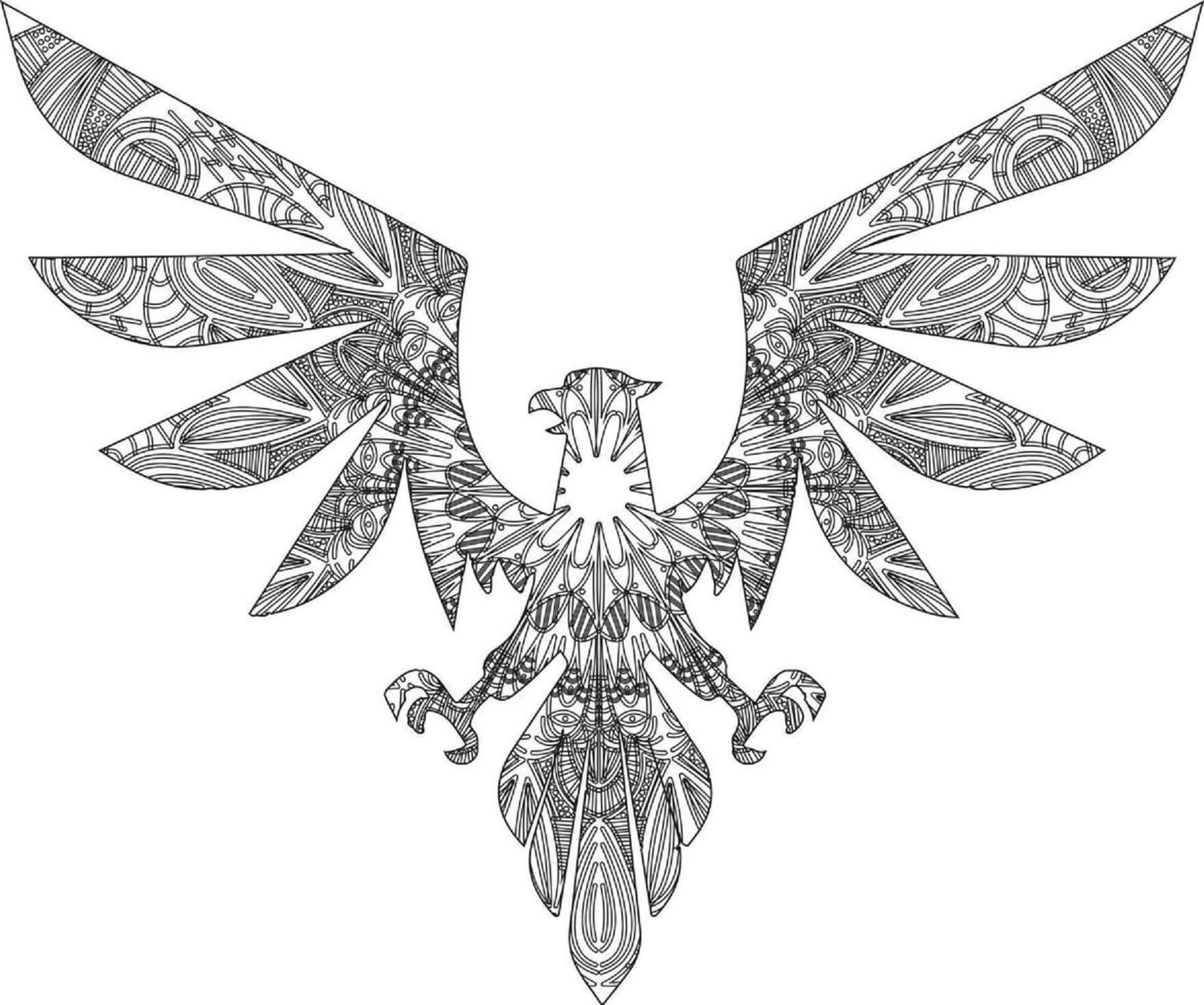 Coloriage Mandala: Logo de l'aigle Mandalas