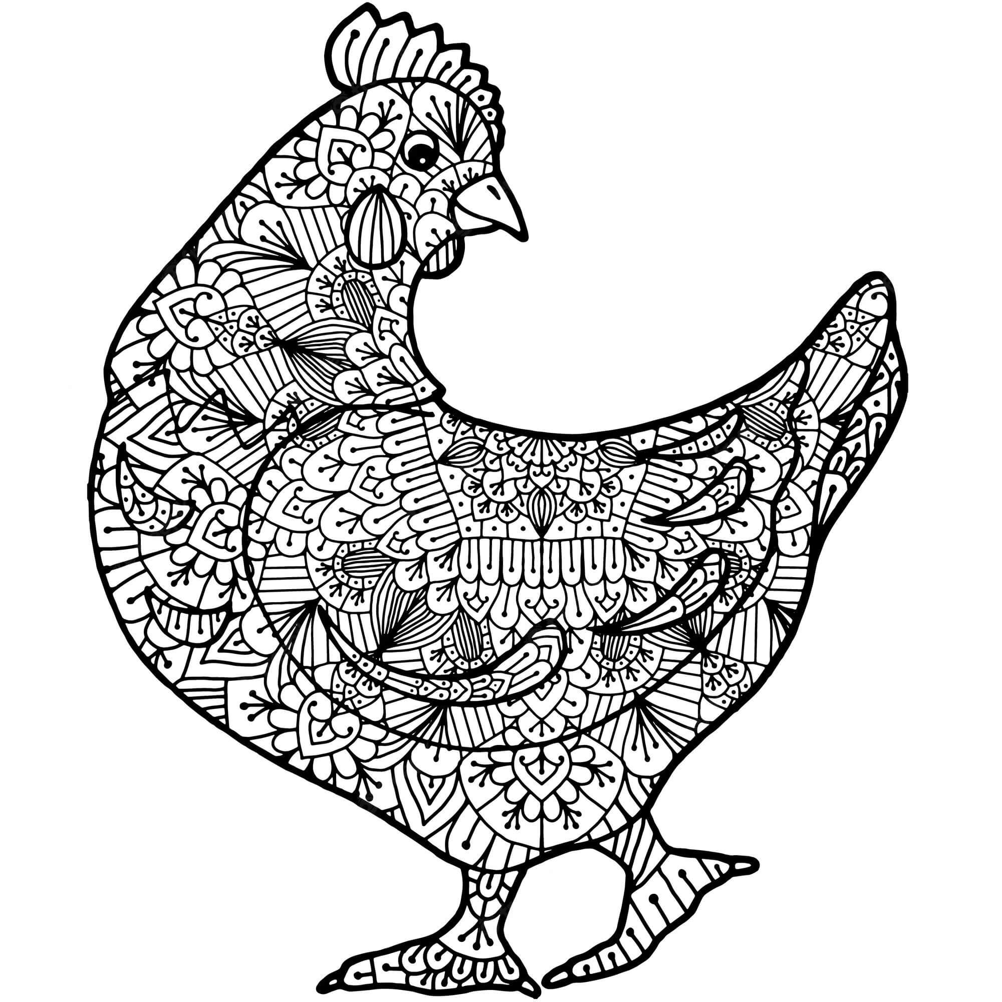 Coloriage Mandala: Poule mignonne Mandalas