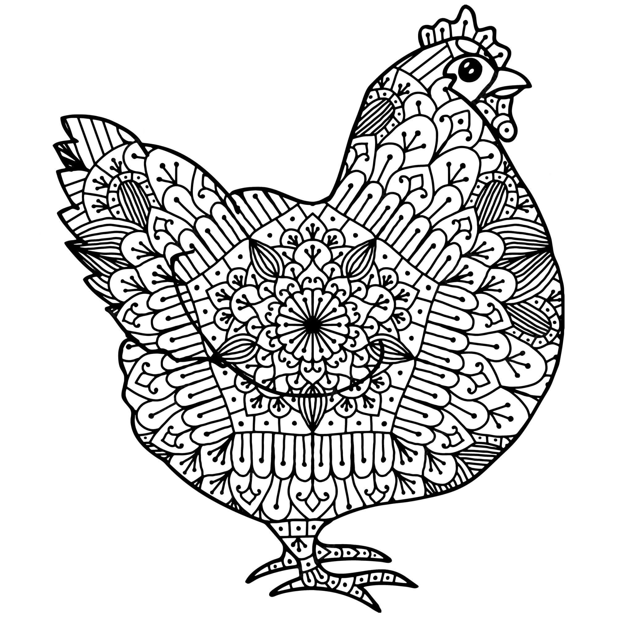 Coloriage Mandala: Poule Mandalas