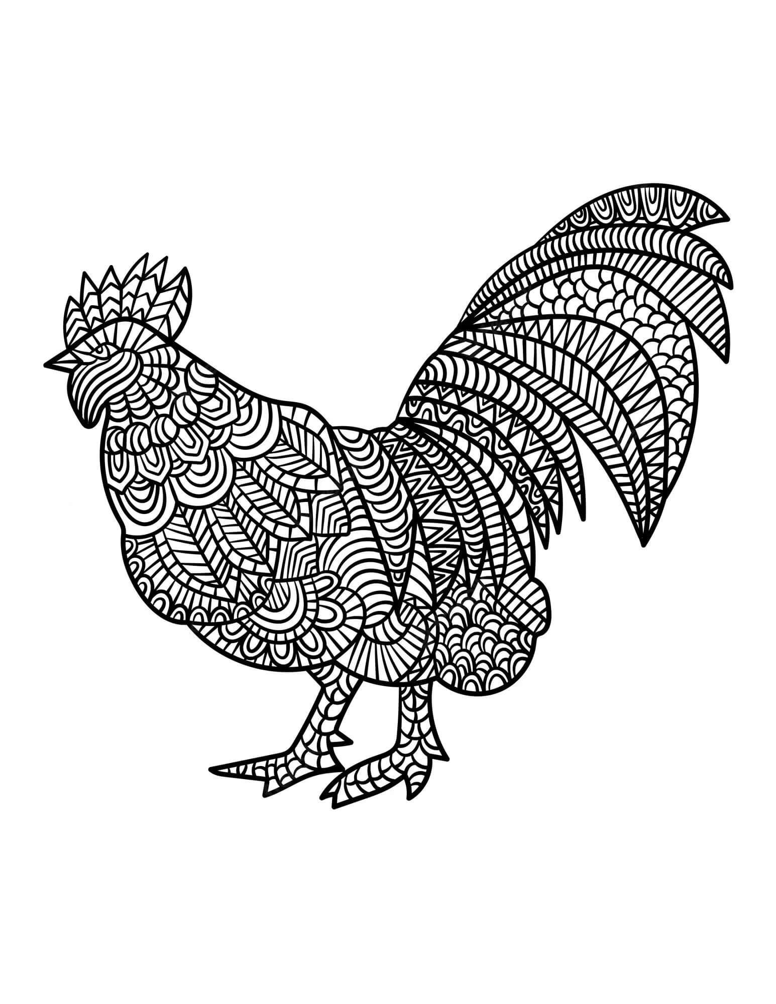 Coloriage Mandala: Poulet debout Mandalas