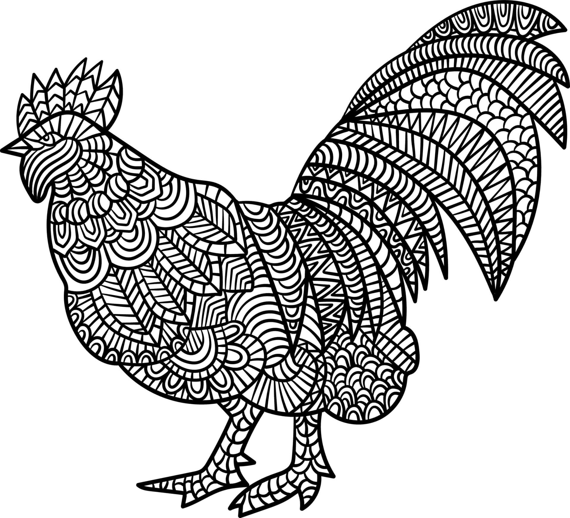 Coloriage Mandala: Poulet Feuille 1 Mandalas