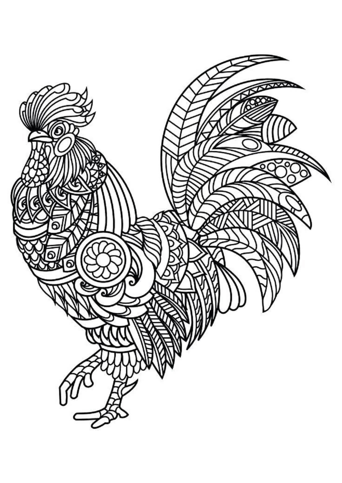 Coloriage Mandala: Poulet Feuille 2 Mandalas
