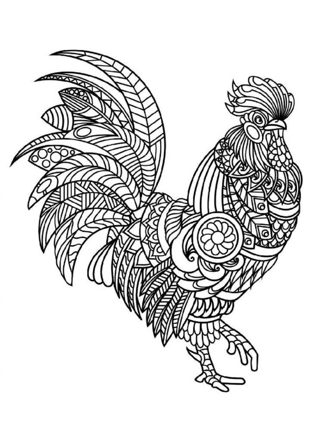 Coloriage Mandala: Poulet Feuille 4 Mandalas