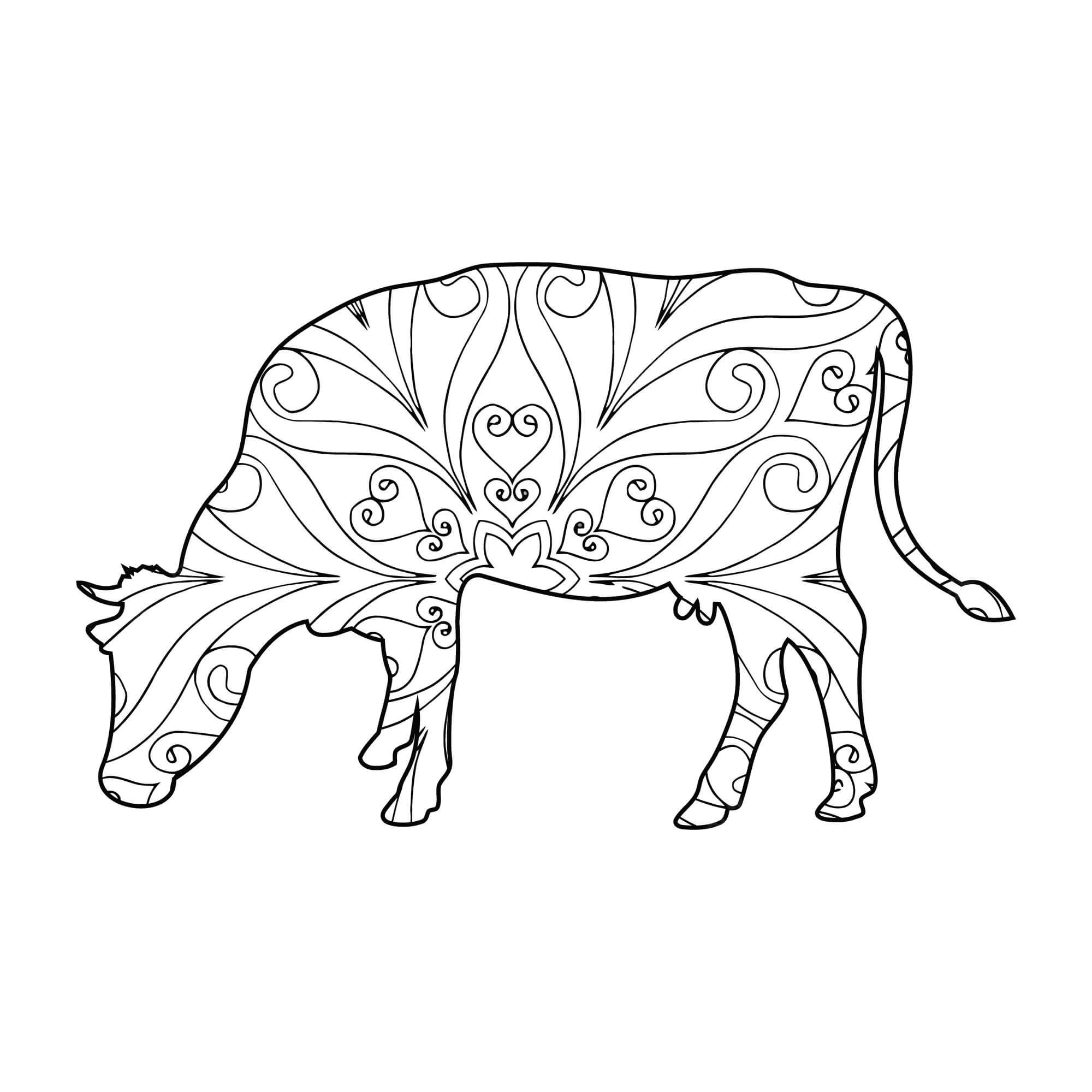 Coloriage Mandala: Vache Feuille 2 Mandalas