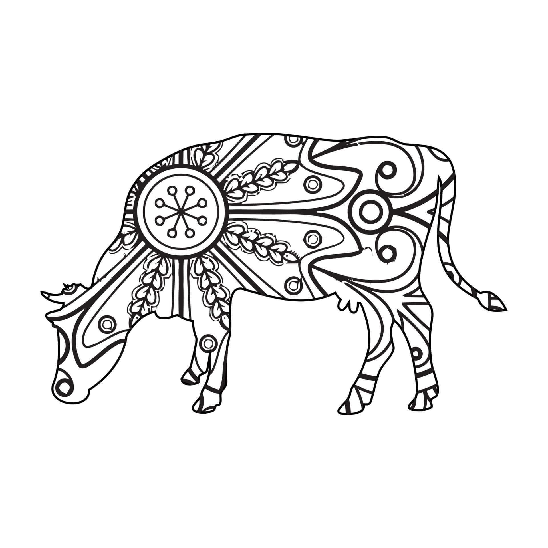 Coloriage Mandala: Vache Feuille 3 Mandalas
