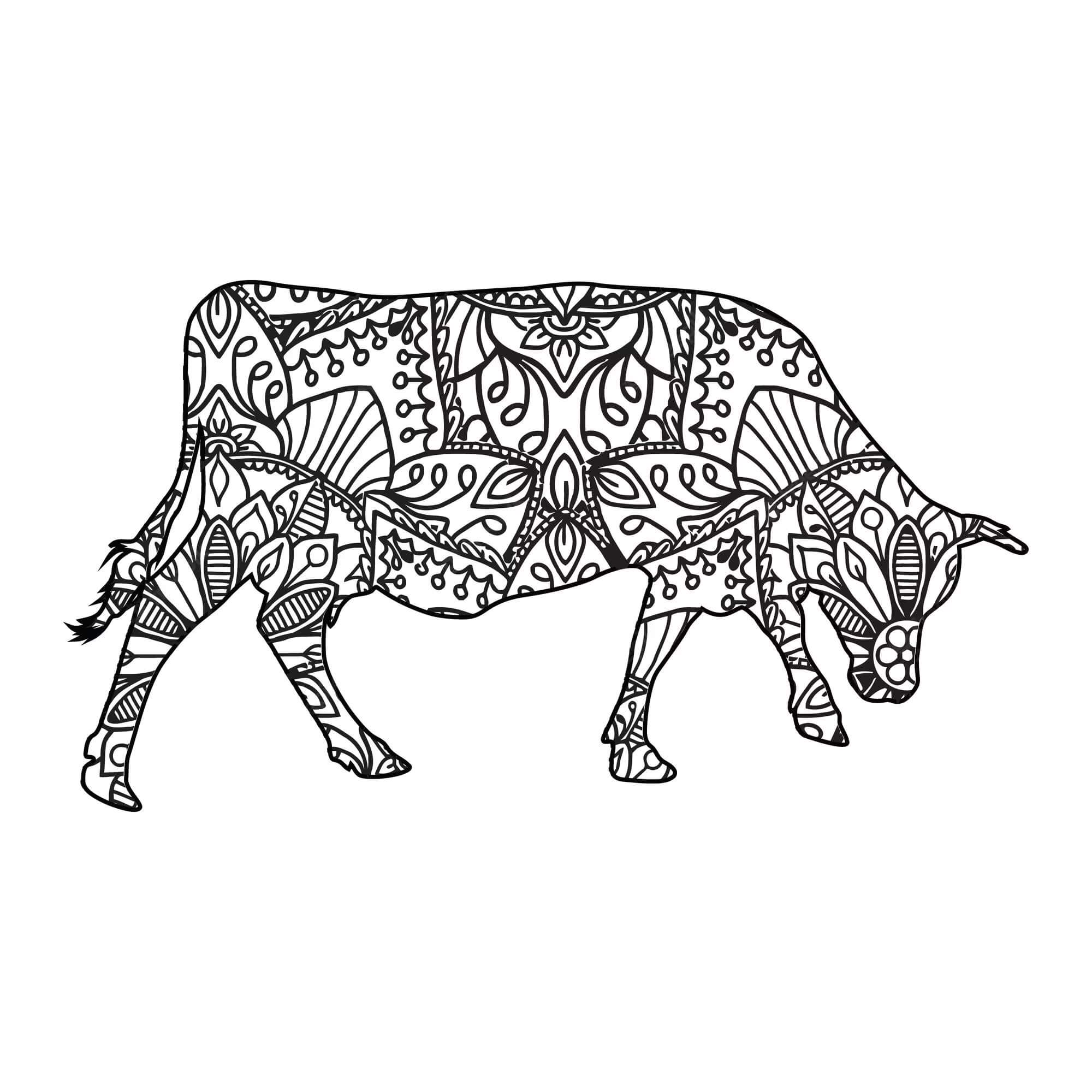 Coloriage Mandala: Vache Feuille 5 Mandalas