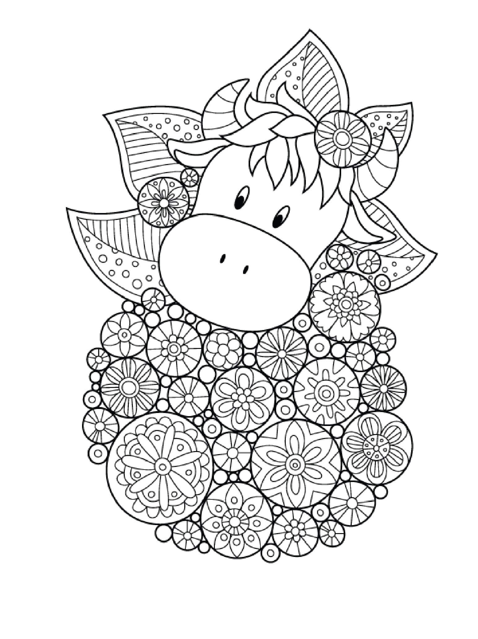 Coloriage Mandala: Vache mignonne Mandalas