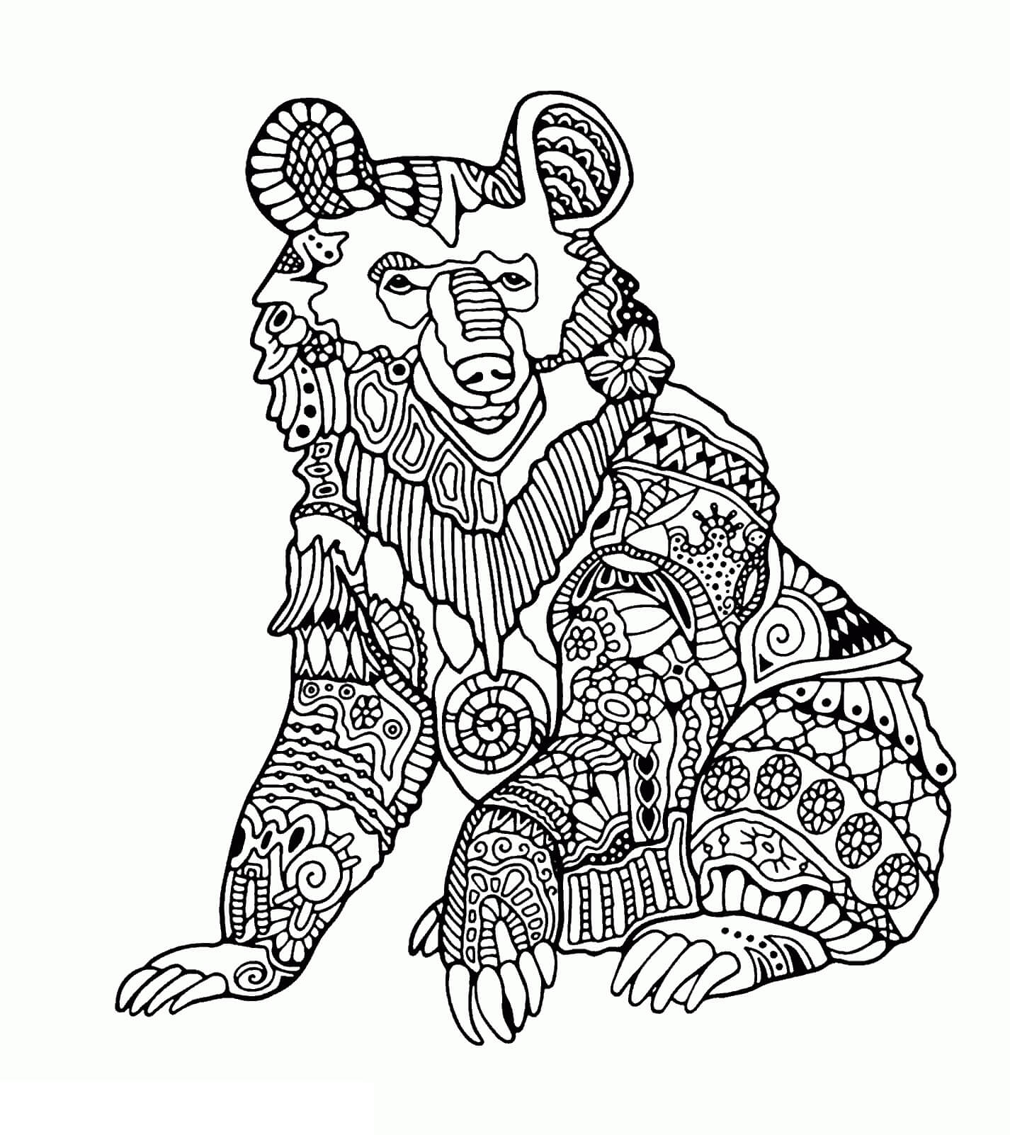 Mandala Bear Coloring Page – Sheet 1 Mandala