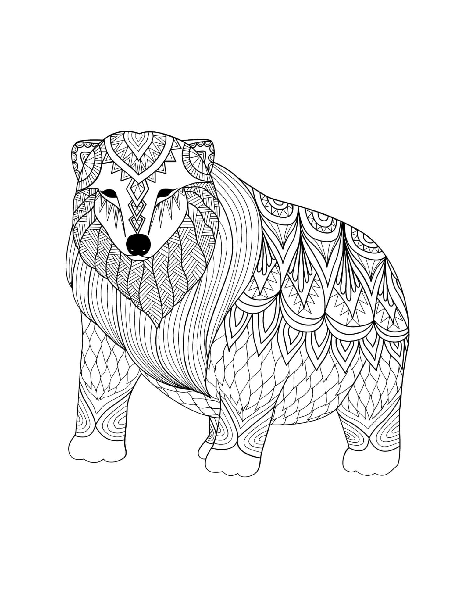 Mandala Bear Coloring Page – Sheet 2 Mandala