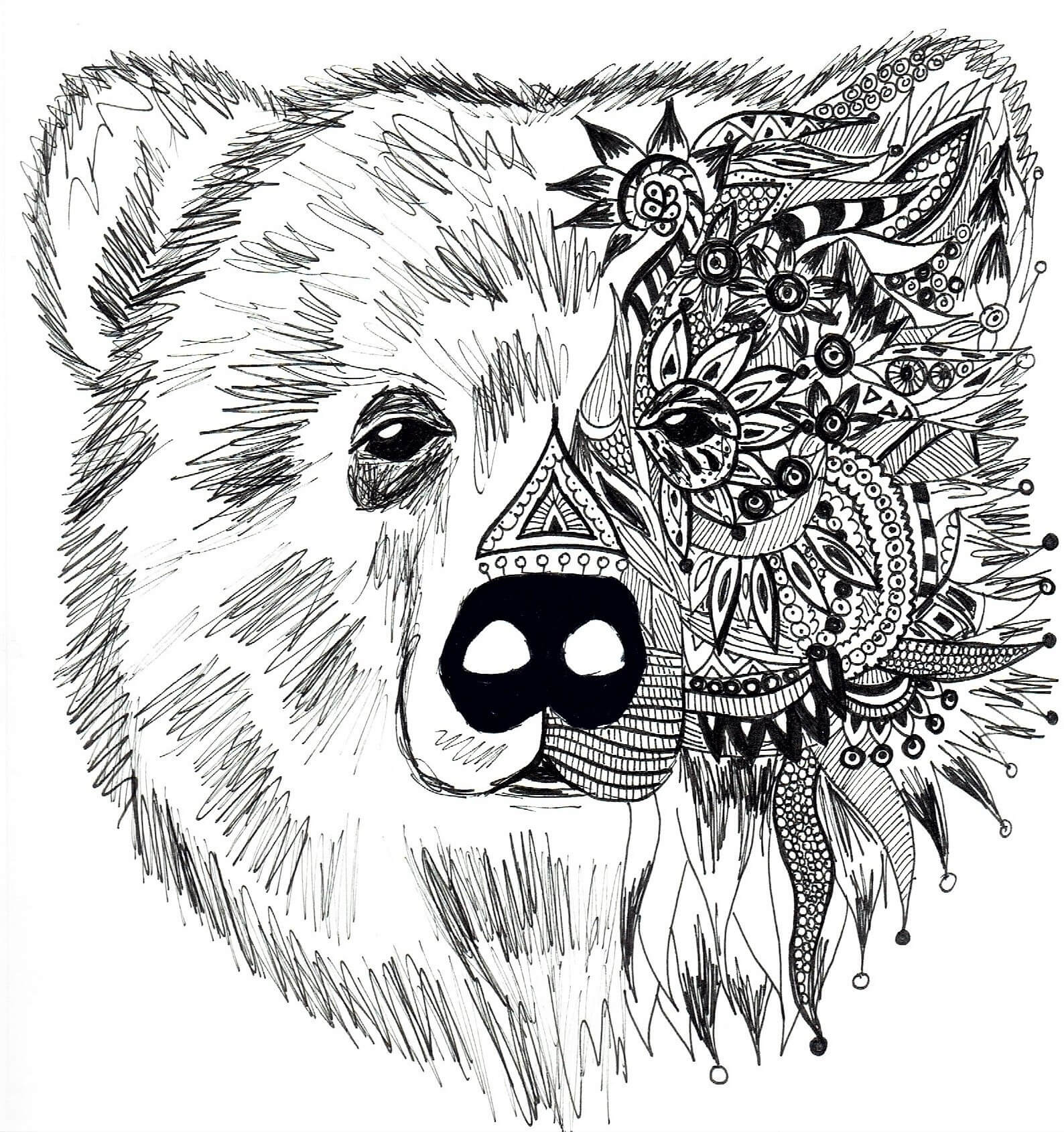 Mandala Bear Coloring Page – Sheet 4 Mandala