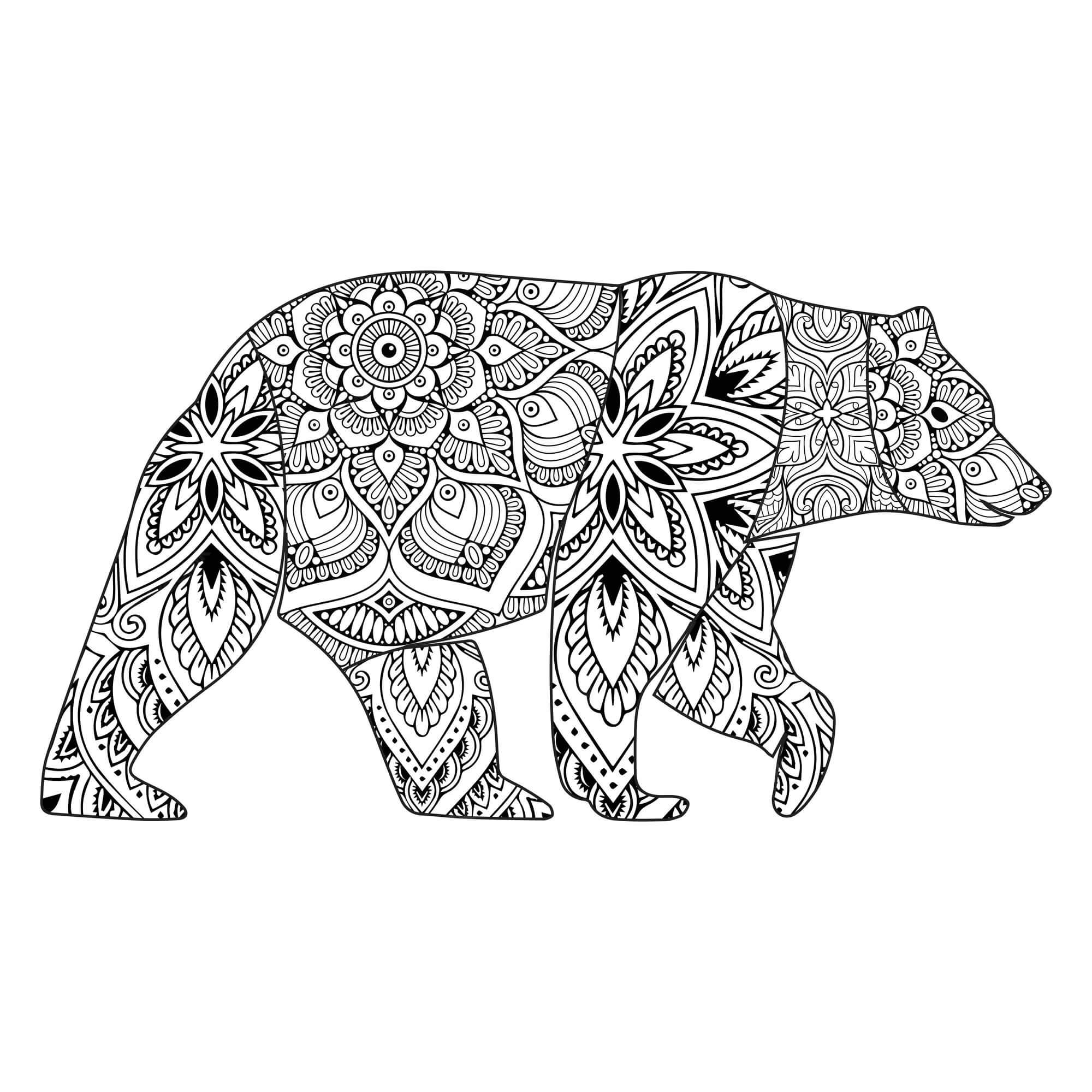 Mandala Bear Coloring Page – Sheet 5 Mandala