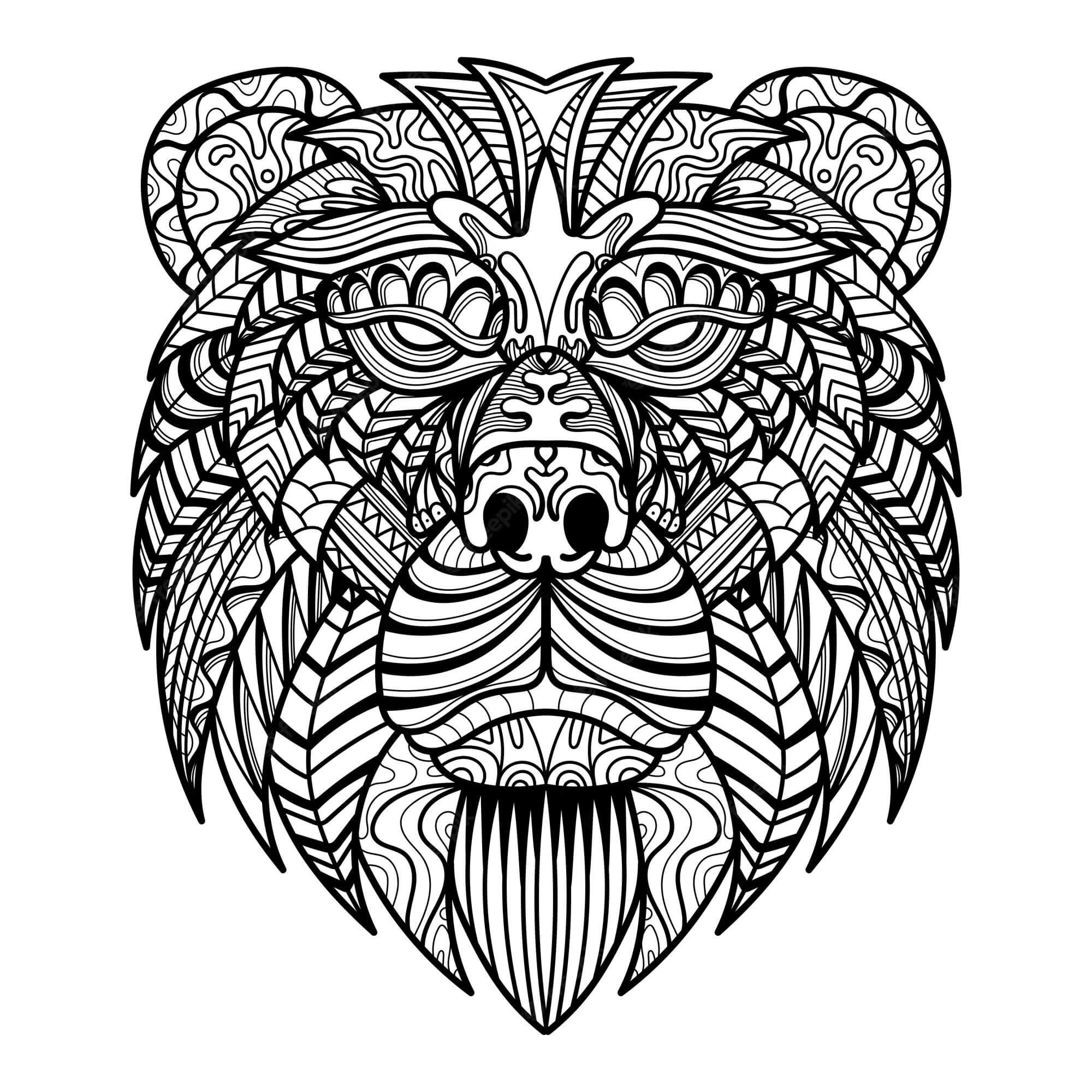 Mandala Bear Head Coloring Page Mandala