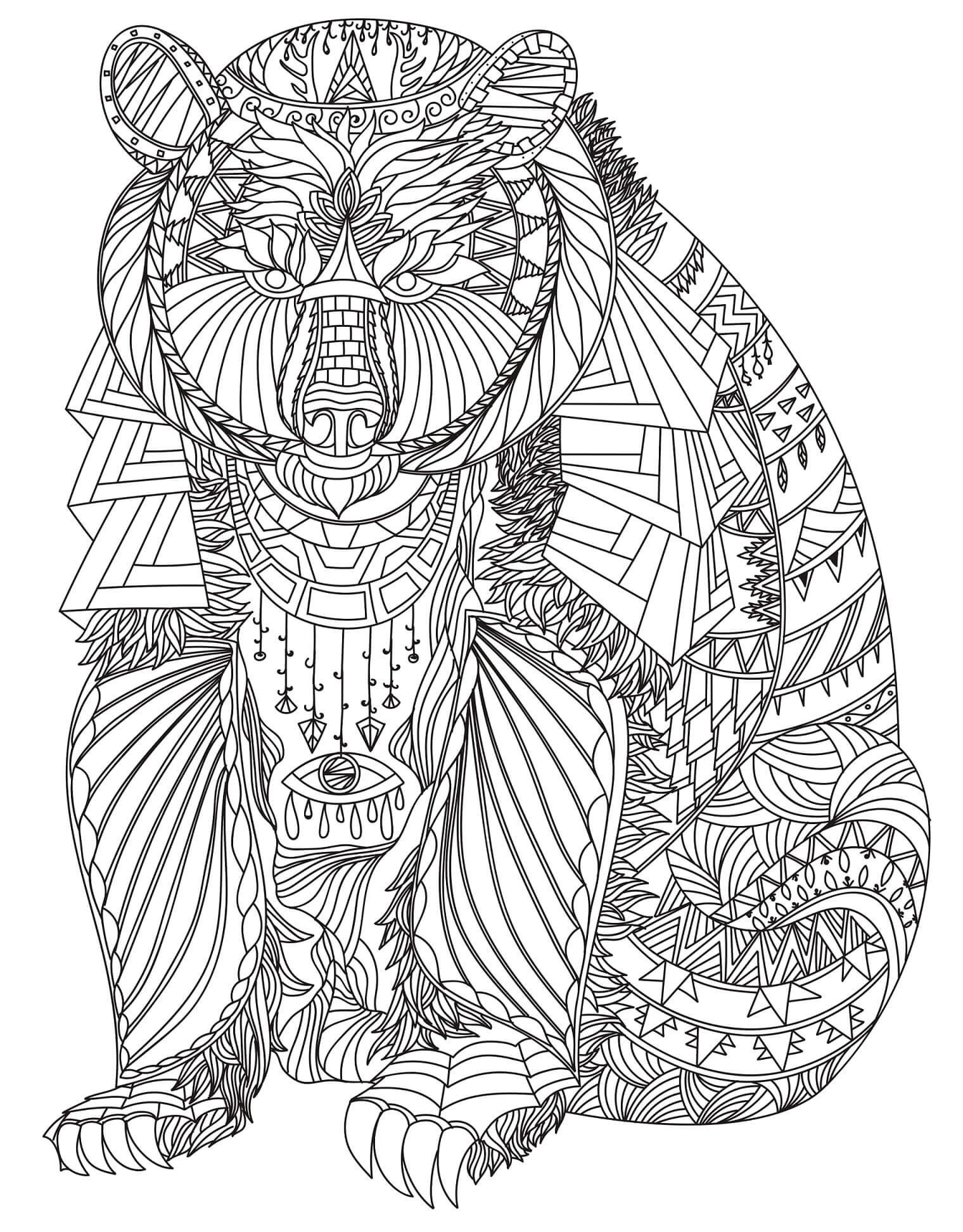 Mandala Bear Sitting Coloring Page Mandala