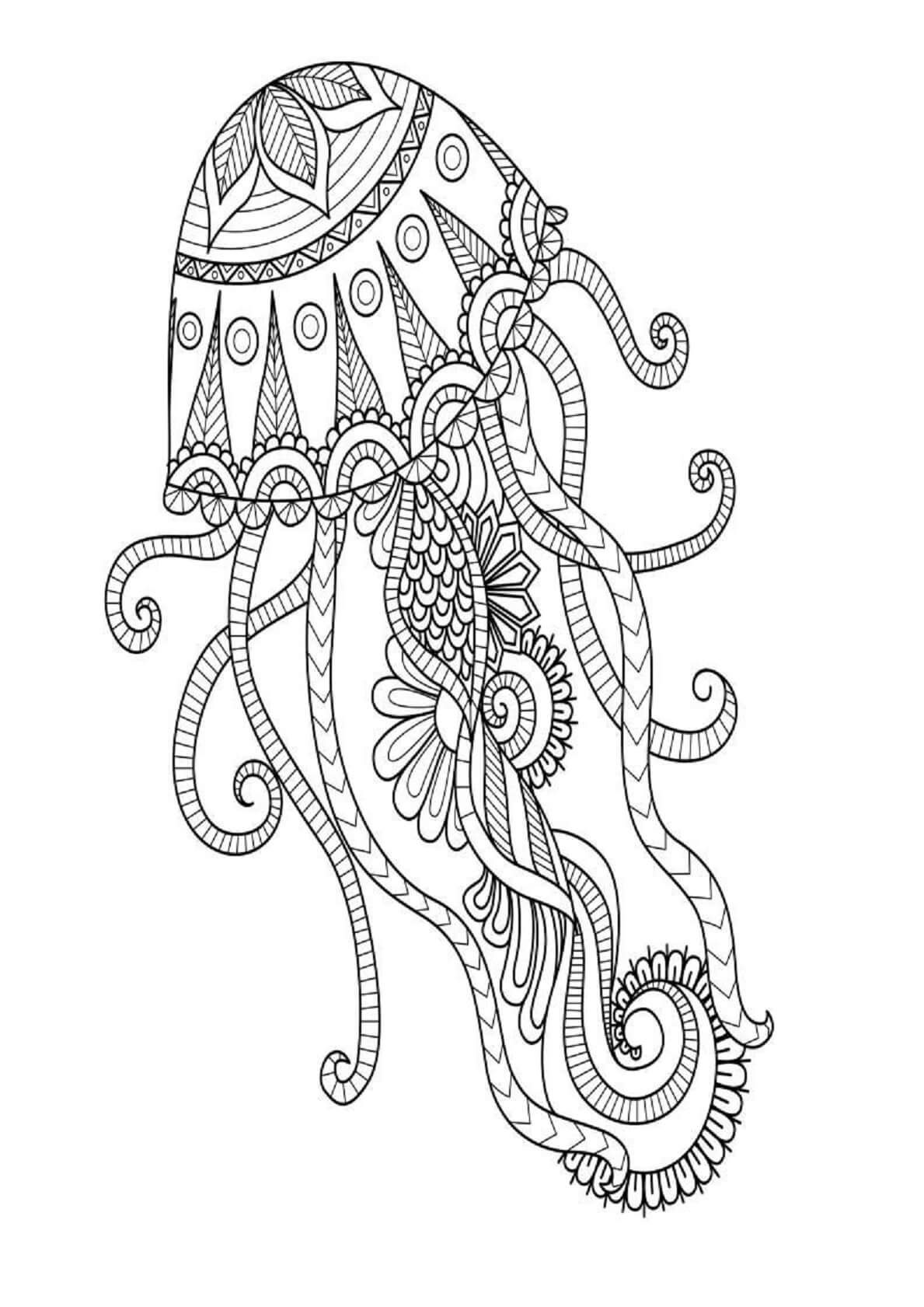 Mandala Jellyfish Coloring Page - Sheet 5 Mandalas
