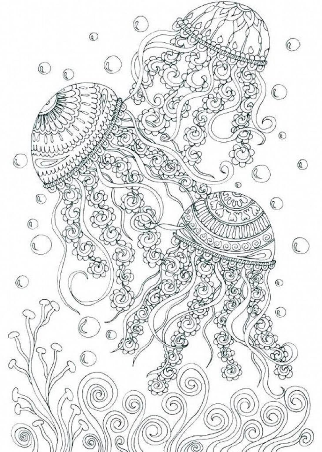 Coloriage Mandala: Trois méduses Mandalas