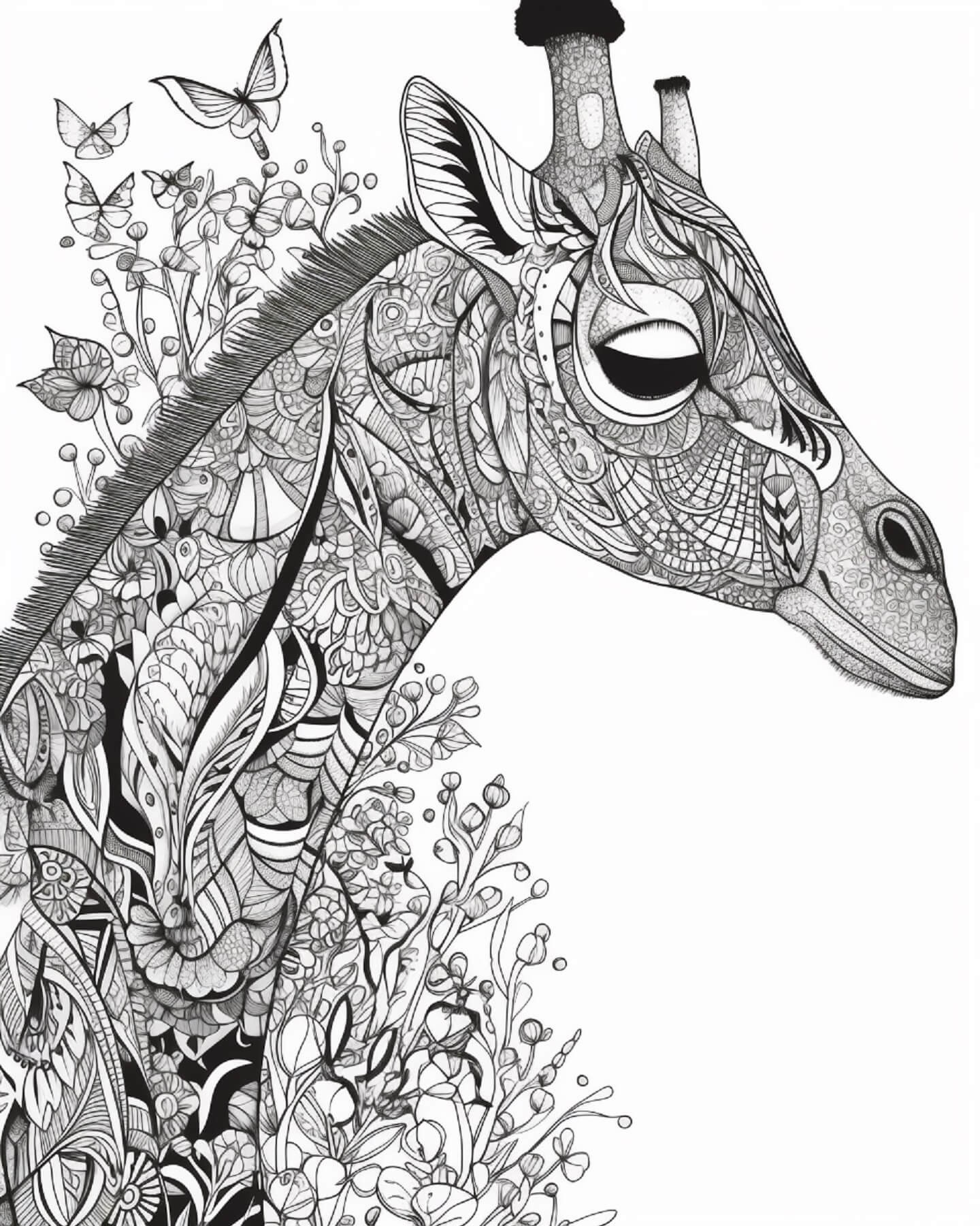 Mandala Beautiful Giraffe Head Coloring Page Mandalas