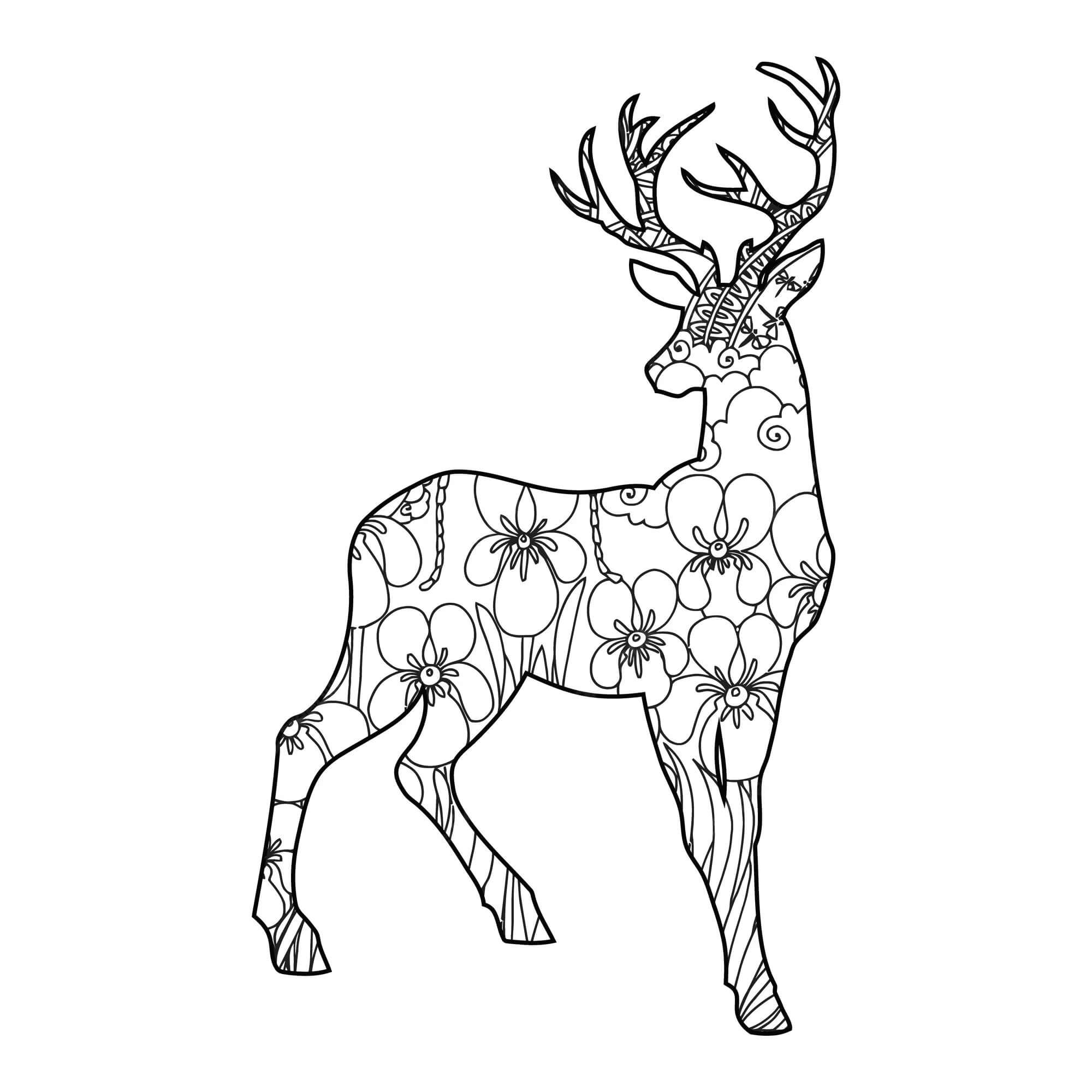 Mandala Deer With Flower Coloring Page Mandalas