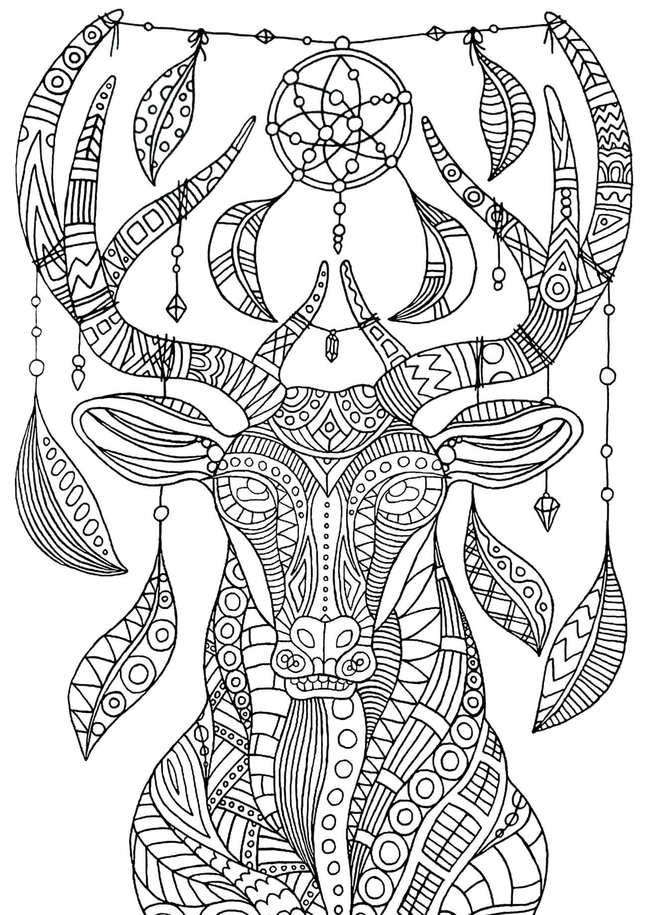 Mandala Dreamcatcher Deer Coloring Page Mandalas