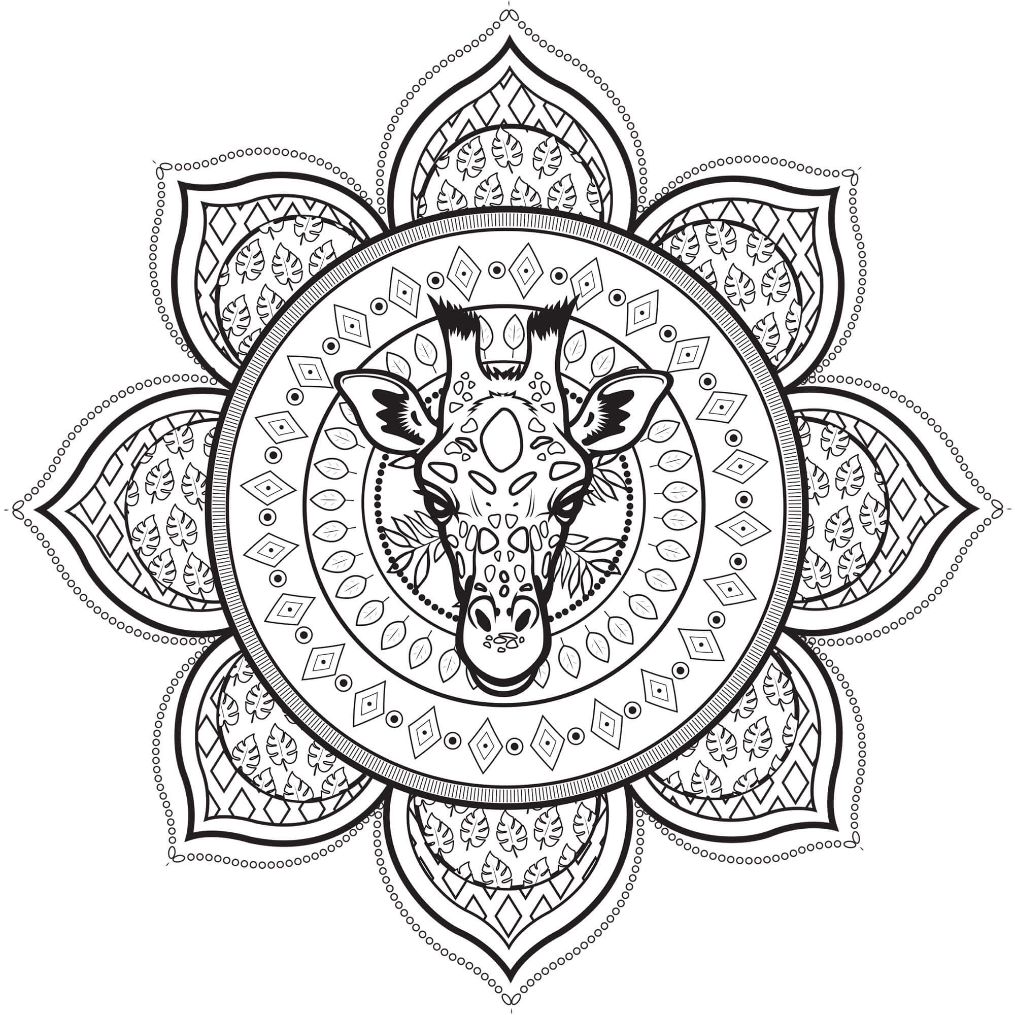 Mandala Giraffe Head Coloring Page Mandalas