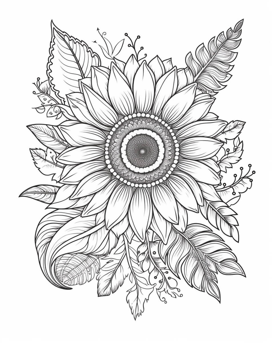 Coloriage Mandala: Adorable tournesol Mandalas