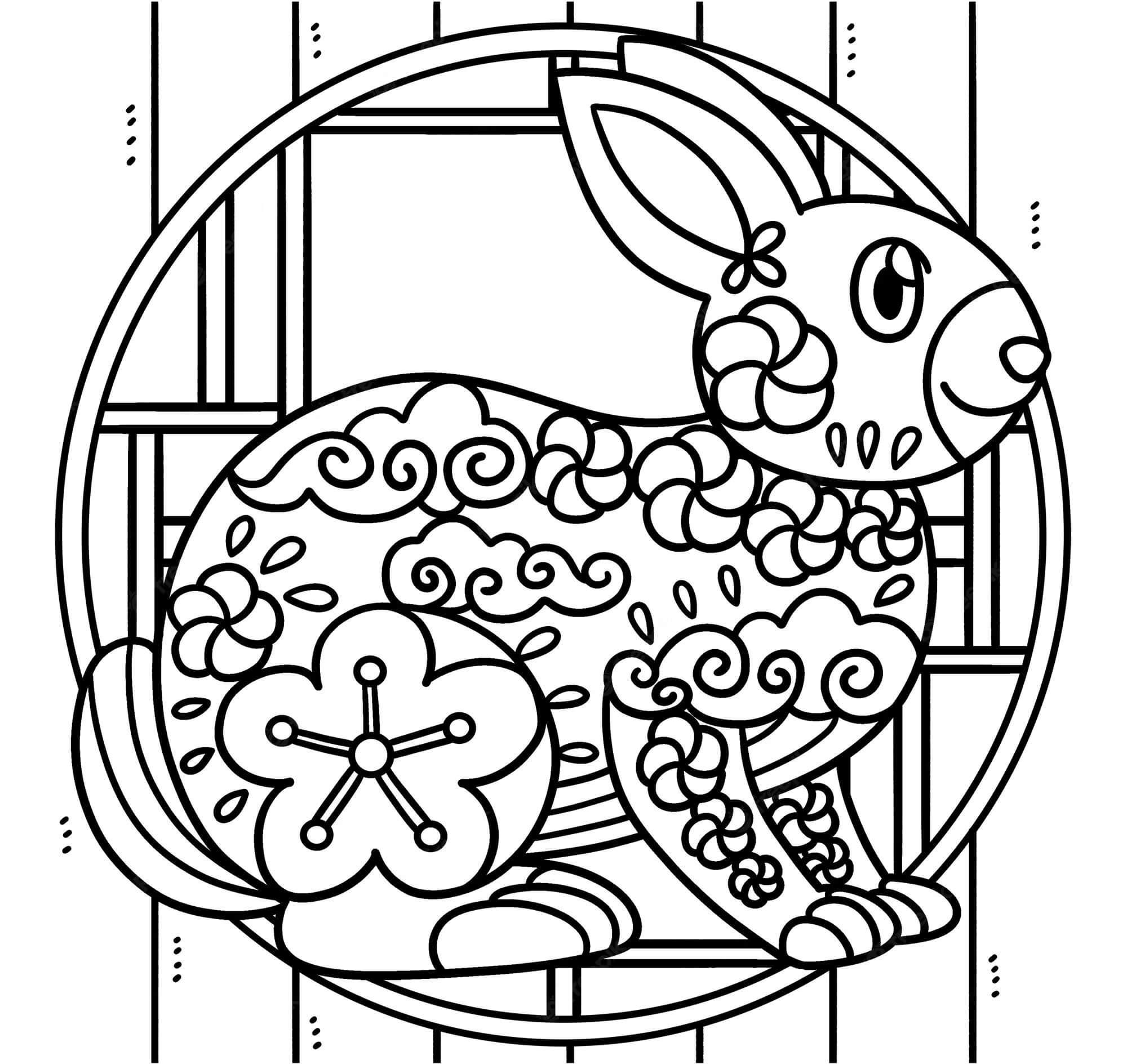 Coloriage Mandala: Année du lapin Mandalas