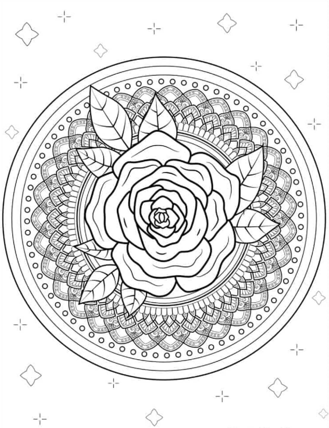 Coloriage Mandala: Belle rose Mandalas