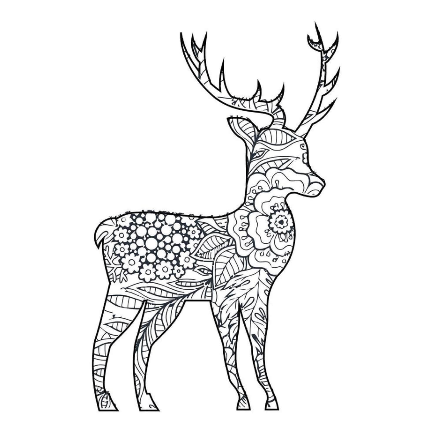 Coloriage Mandala: Cerf Feuille 2 Mandalas